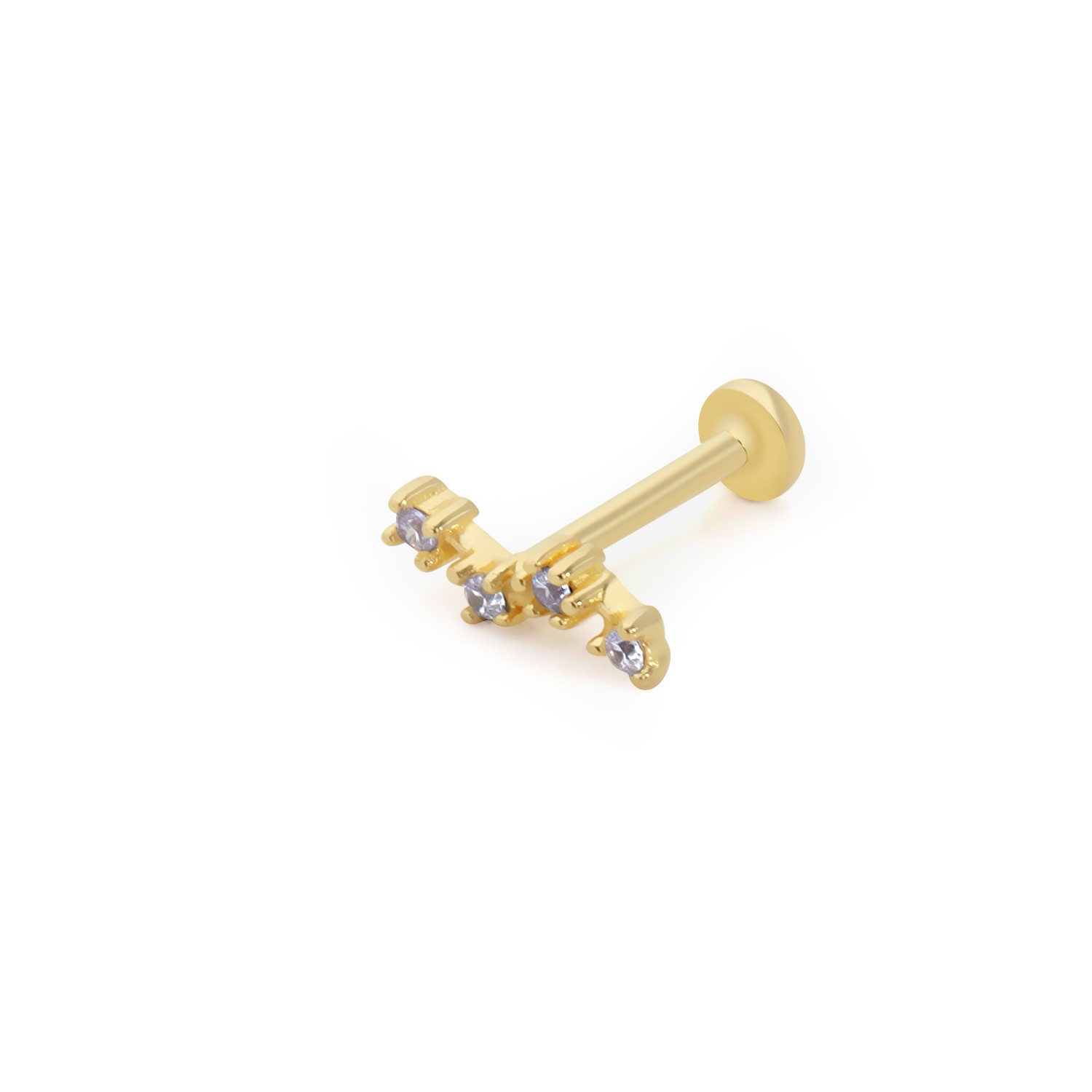 14 Carat Gold Zircon Stone Minimal Piercing