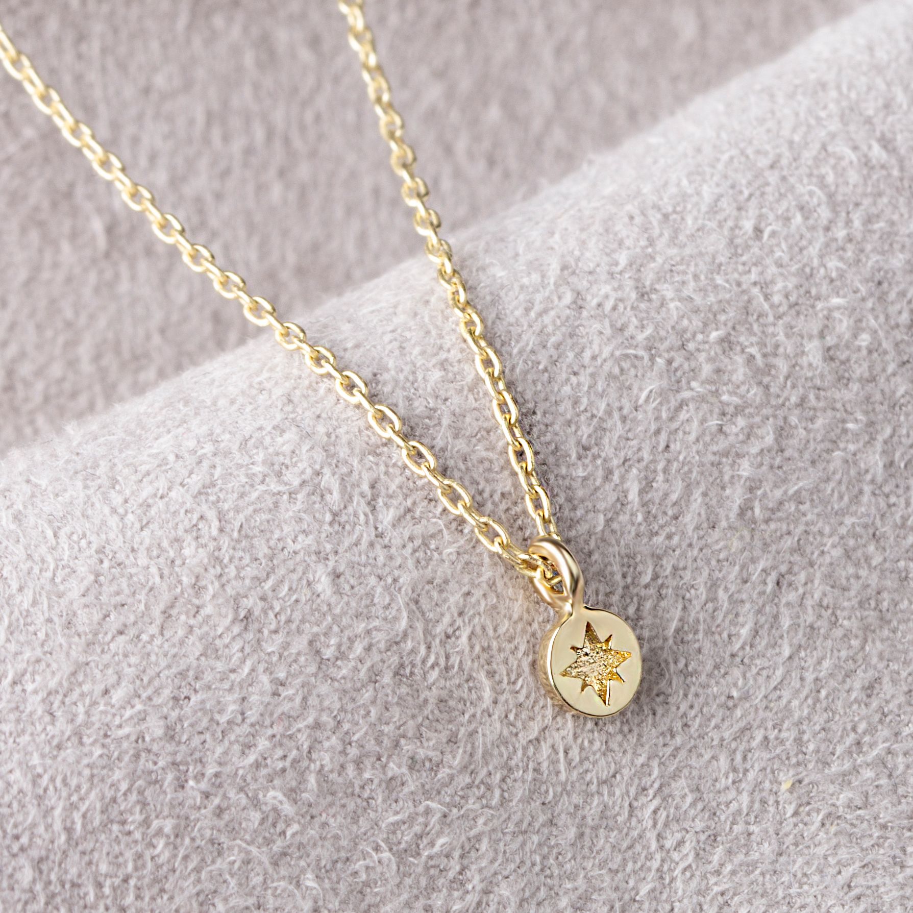 14 Carat Gold Minimal North Star Necklace