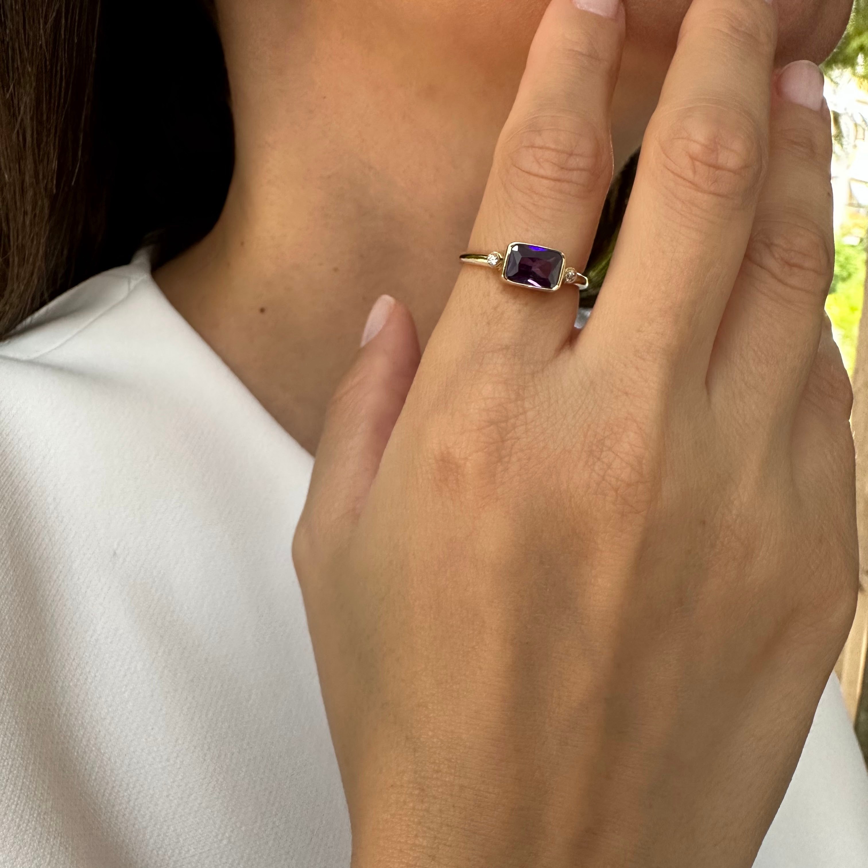 14 Carat Gold Large Amethyst Stone Ring