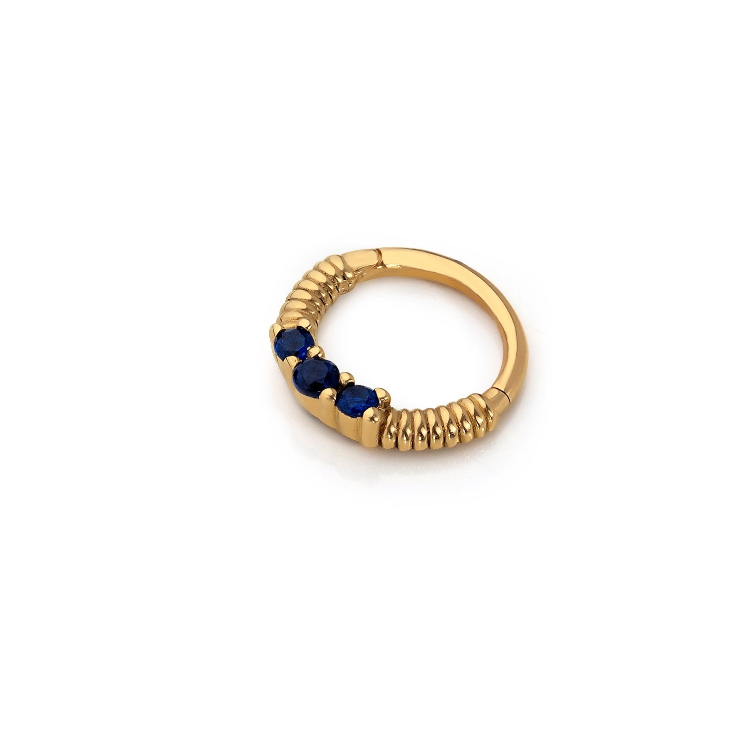 14 Carat Gold Triple Sapphire Stone Helix Piercing