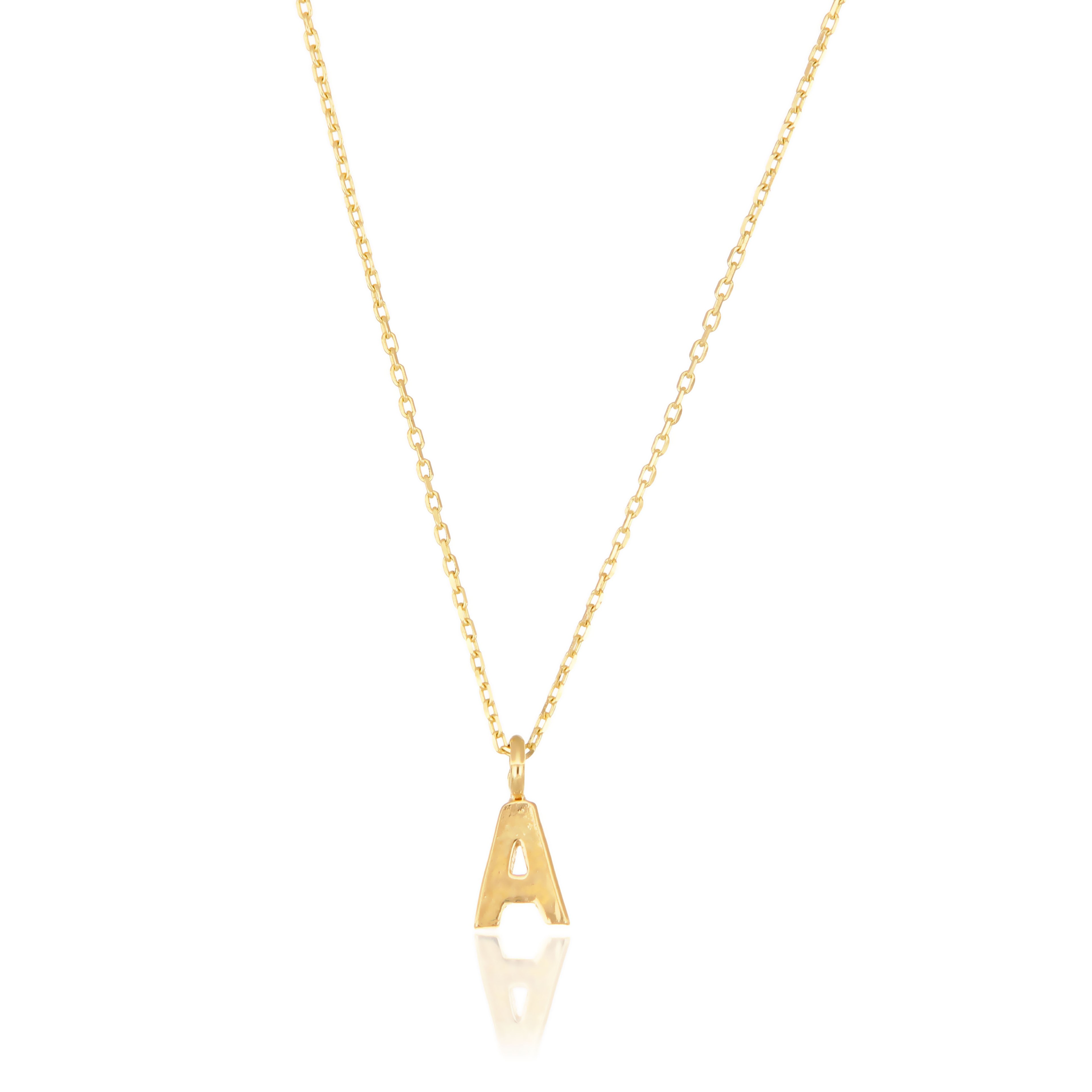 14 Carat Gold Minimal Letter A Pendant