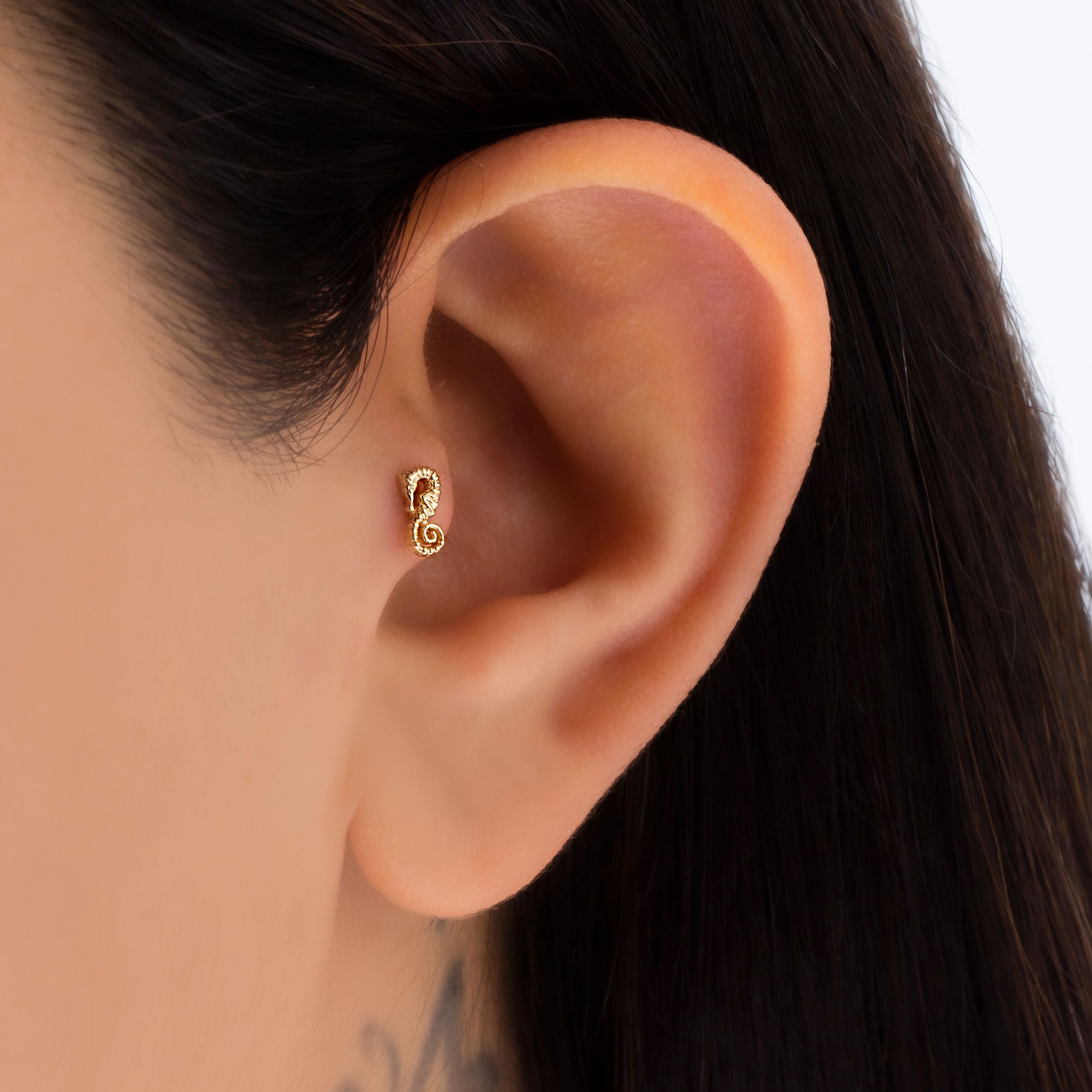 14 Carat Gold Seahorse Minimal Piercing