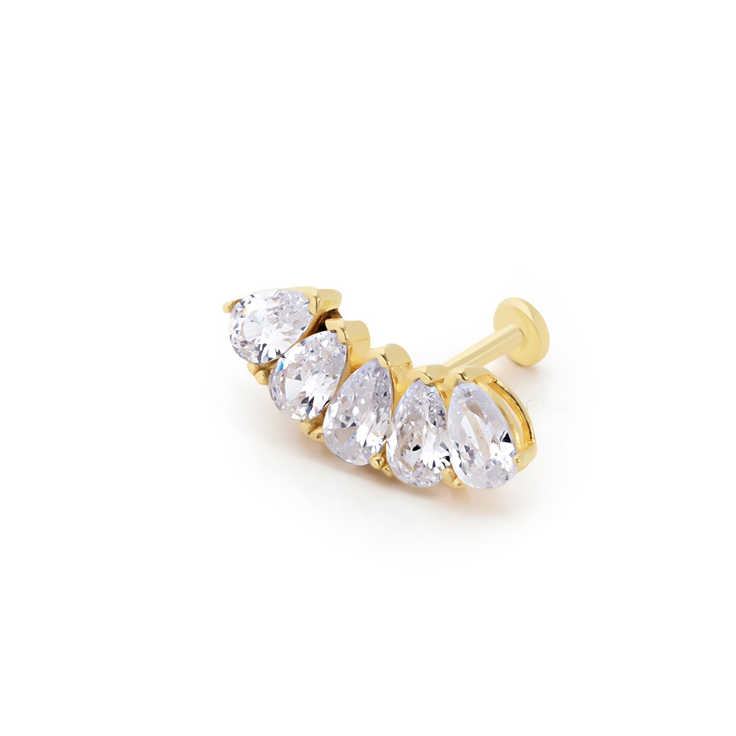 14 Carat Gold 5 Stone Drop Piercing