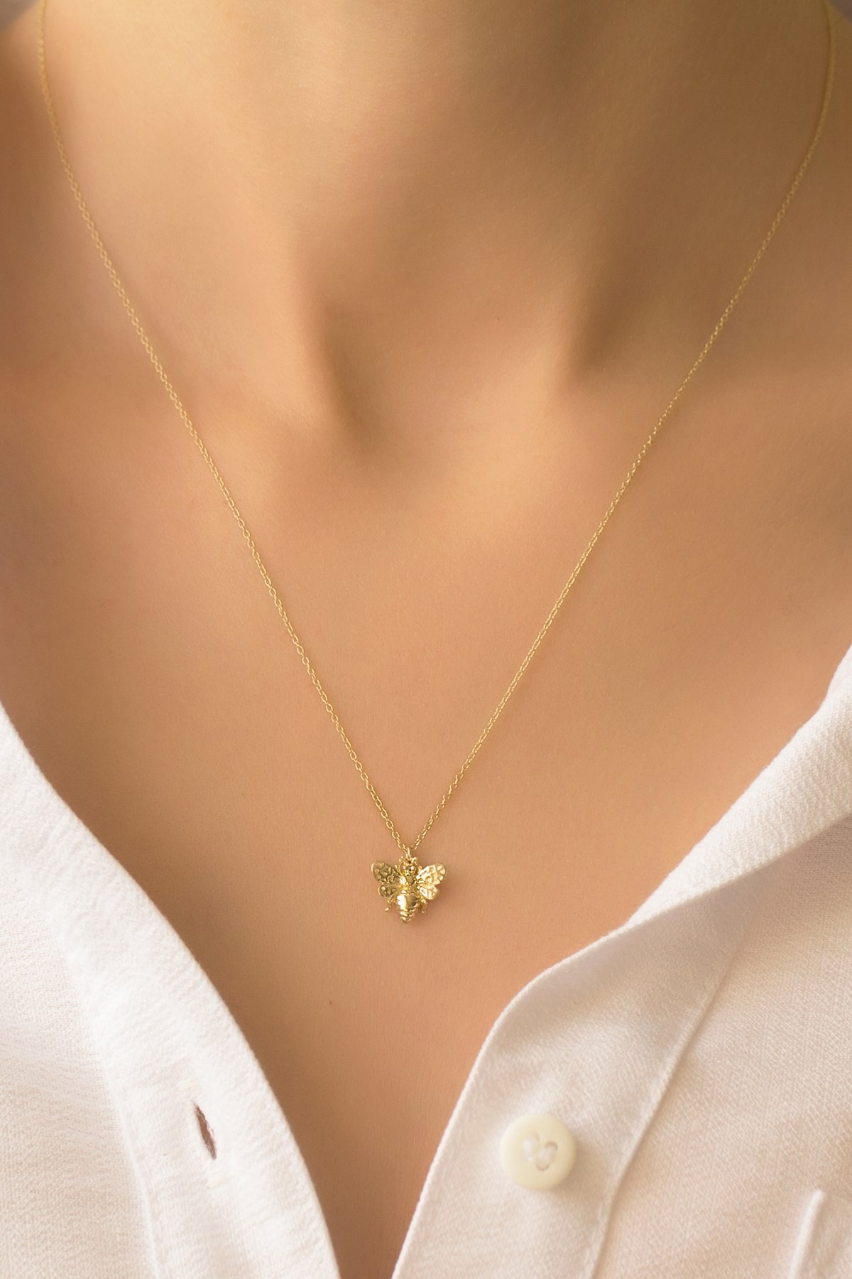 14 Carat Yellow Gold Bee Necklace