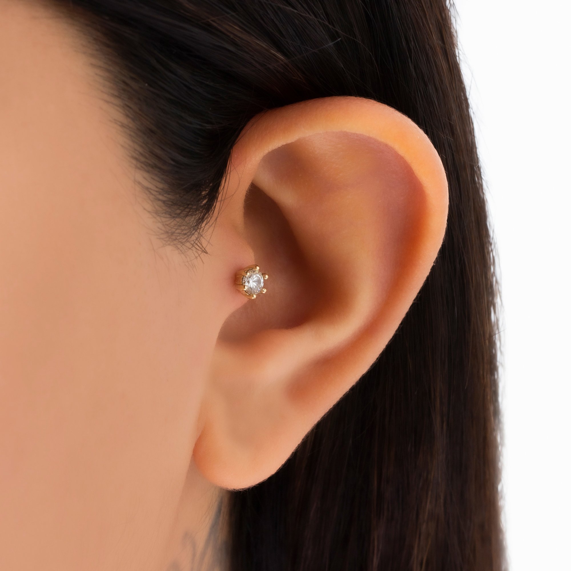 14 Carat Gold Solitaire Tragus Piercing