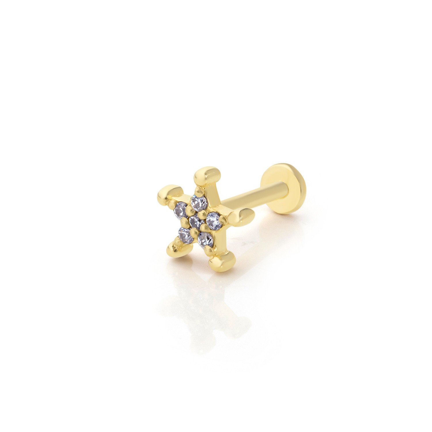 14 Carat Gold Stone Star Piercing