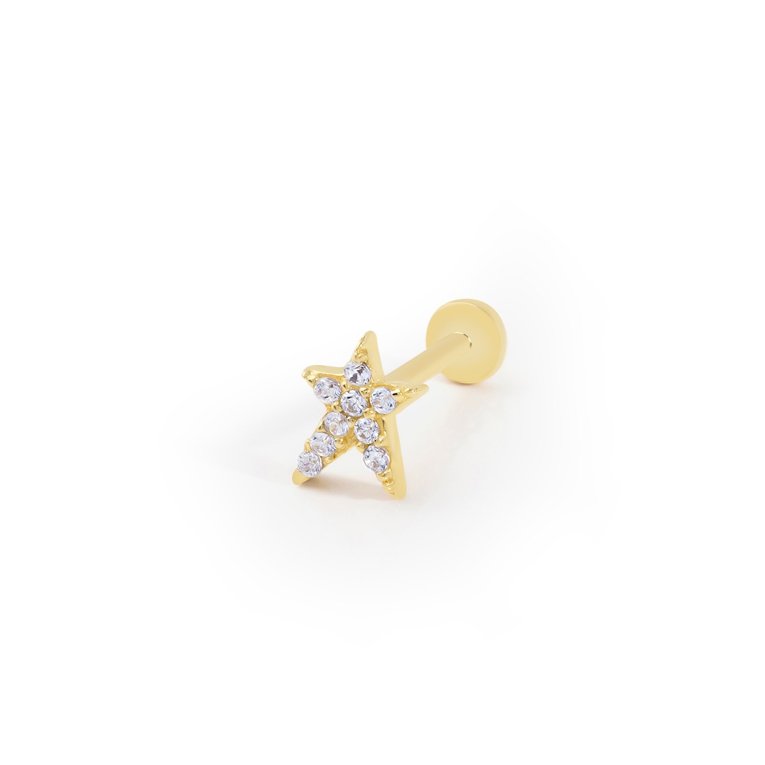 14 Carat Gold Stone Asymmetric Star Piercing