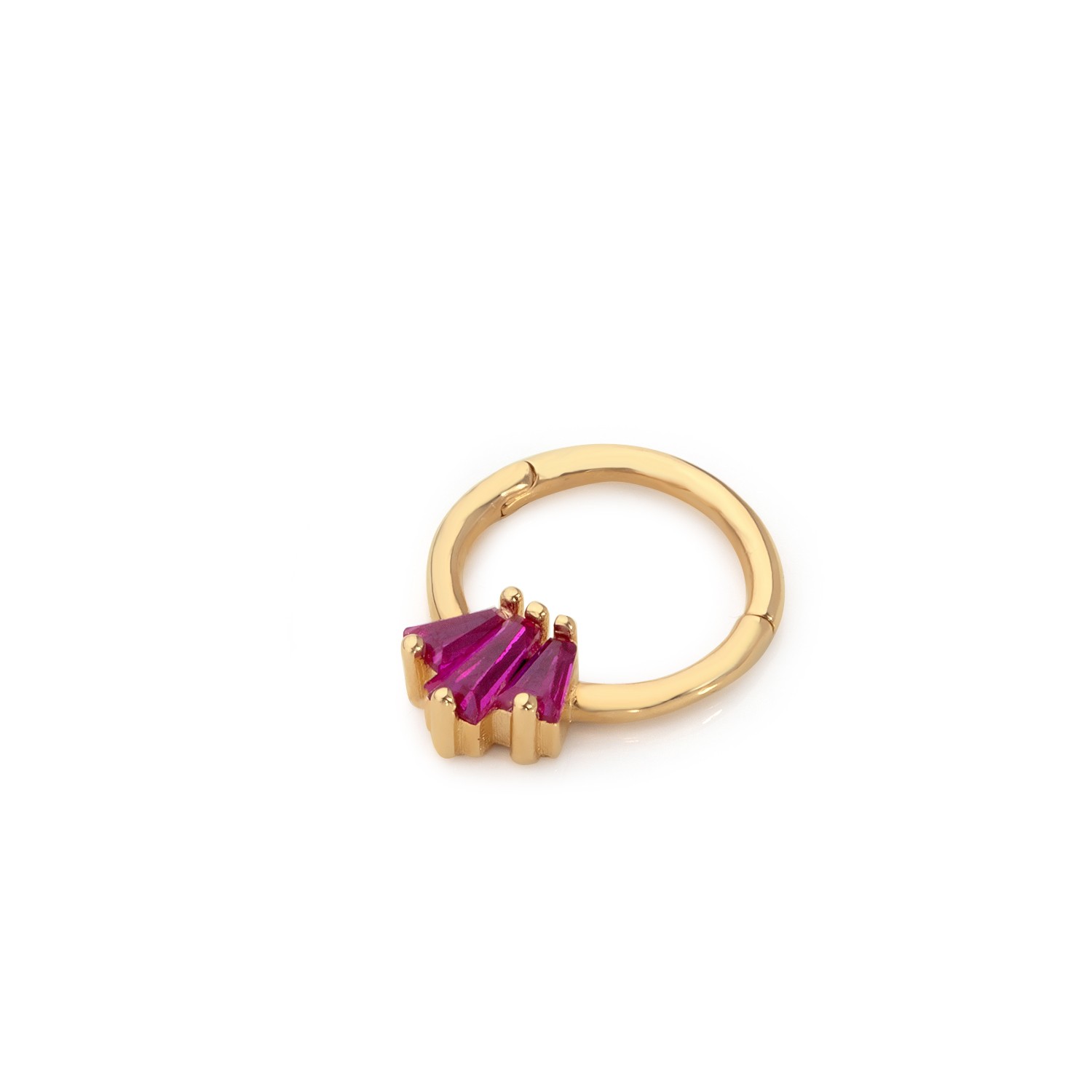 14 Carat Gold Baguette Stone Ruby Helix Piercing