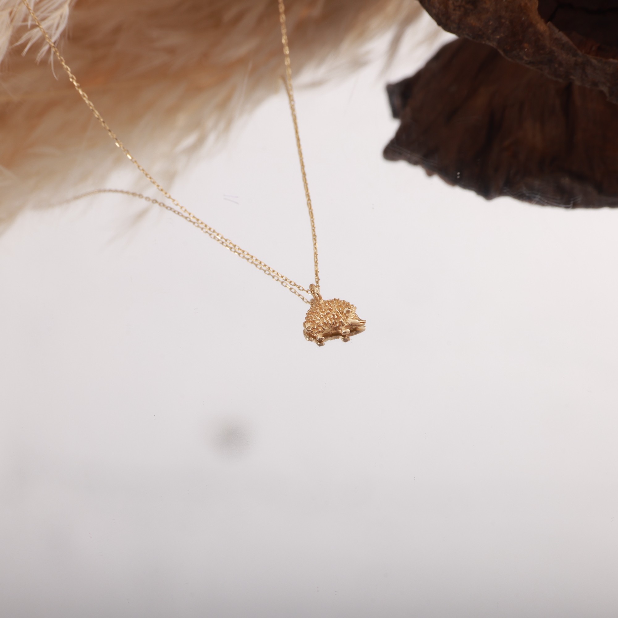 14 Carat Gold Hedgehog Necklace