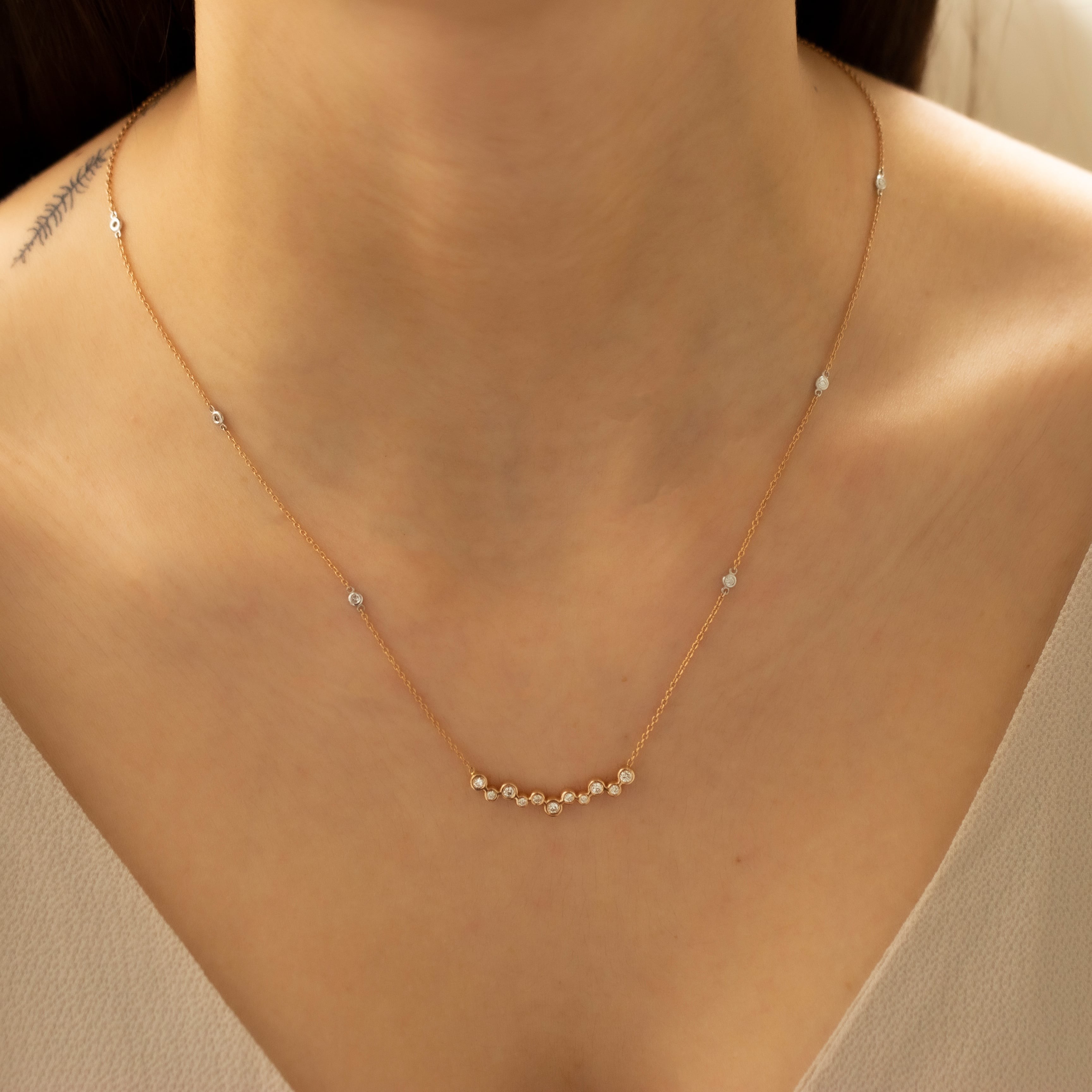 Gold Chain Water Road Diamond Necklace