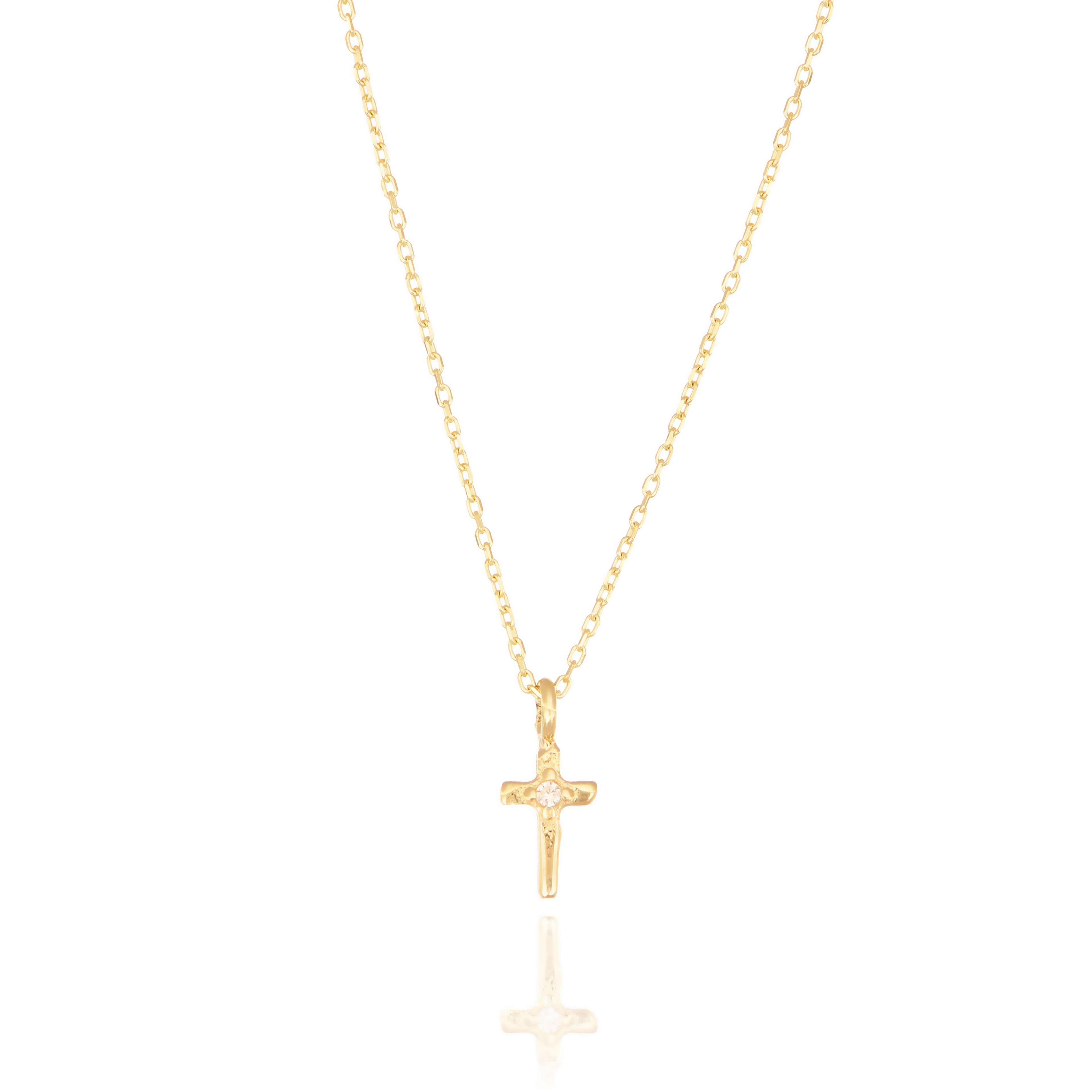 14 Carat Gold Minimal Cross Necklace