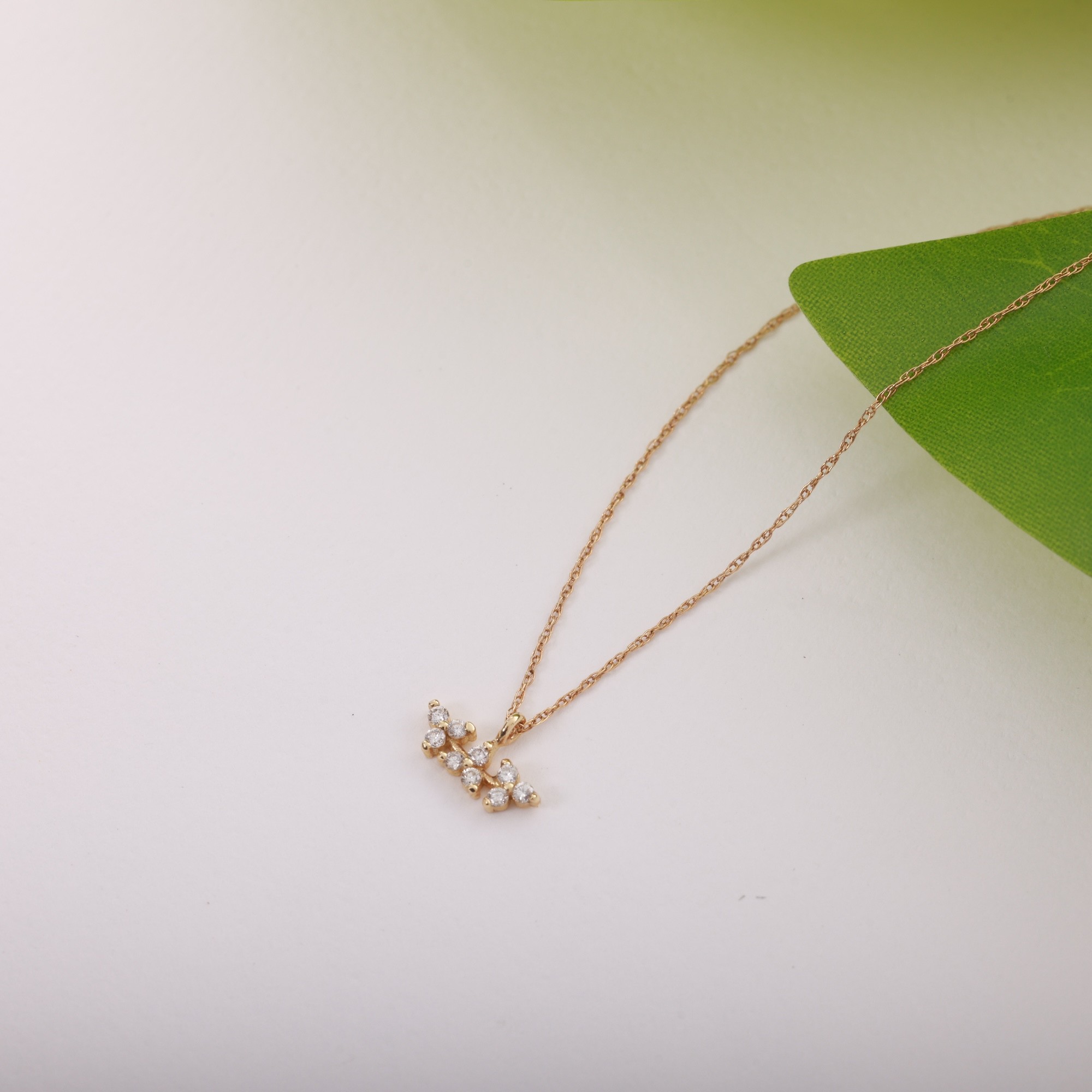 14 Carat Gold Zircon Stone Branch Necklace