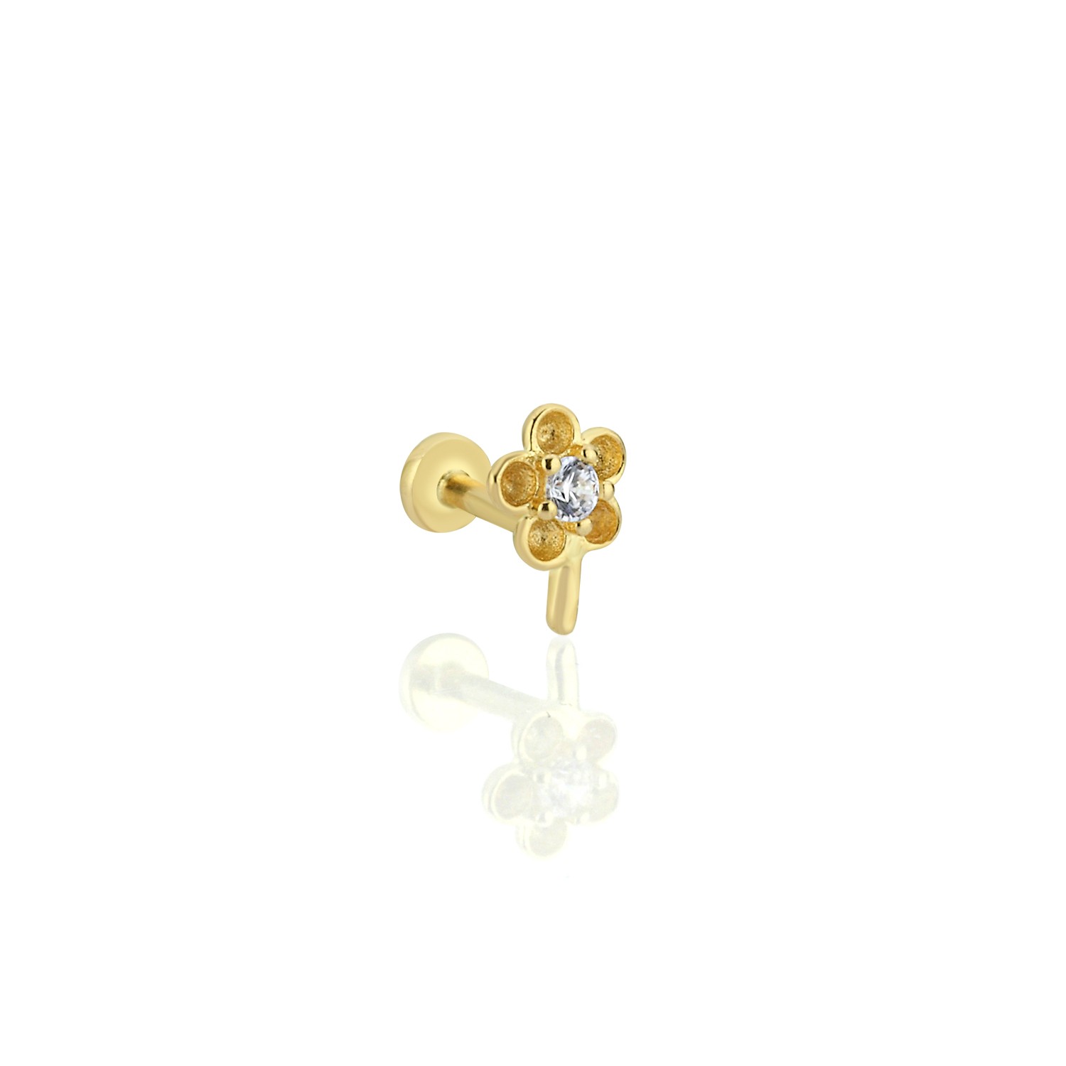 14 Carat Gold Minimal Flower Piercing