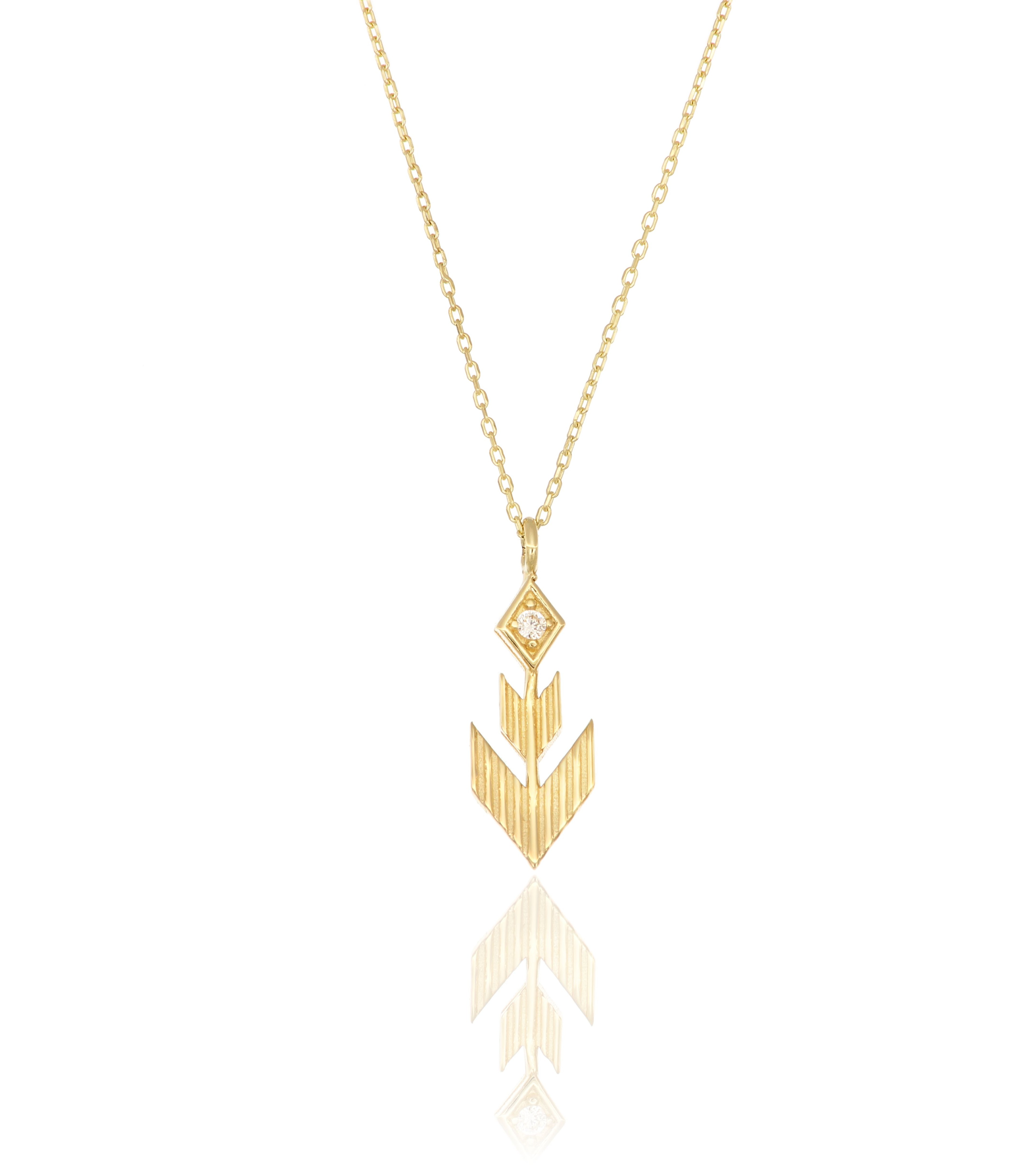 14 Carat Gold Serrated Arrow Pendant