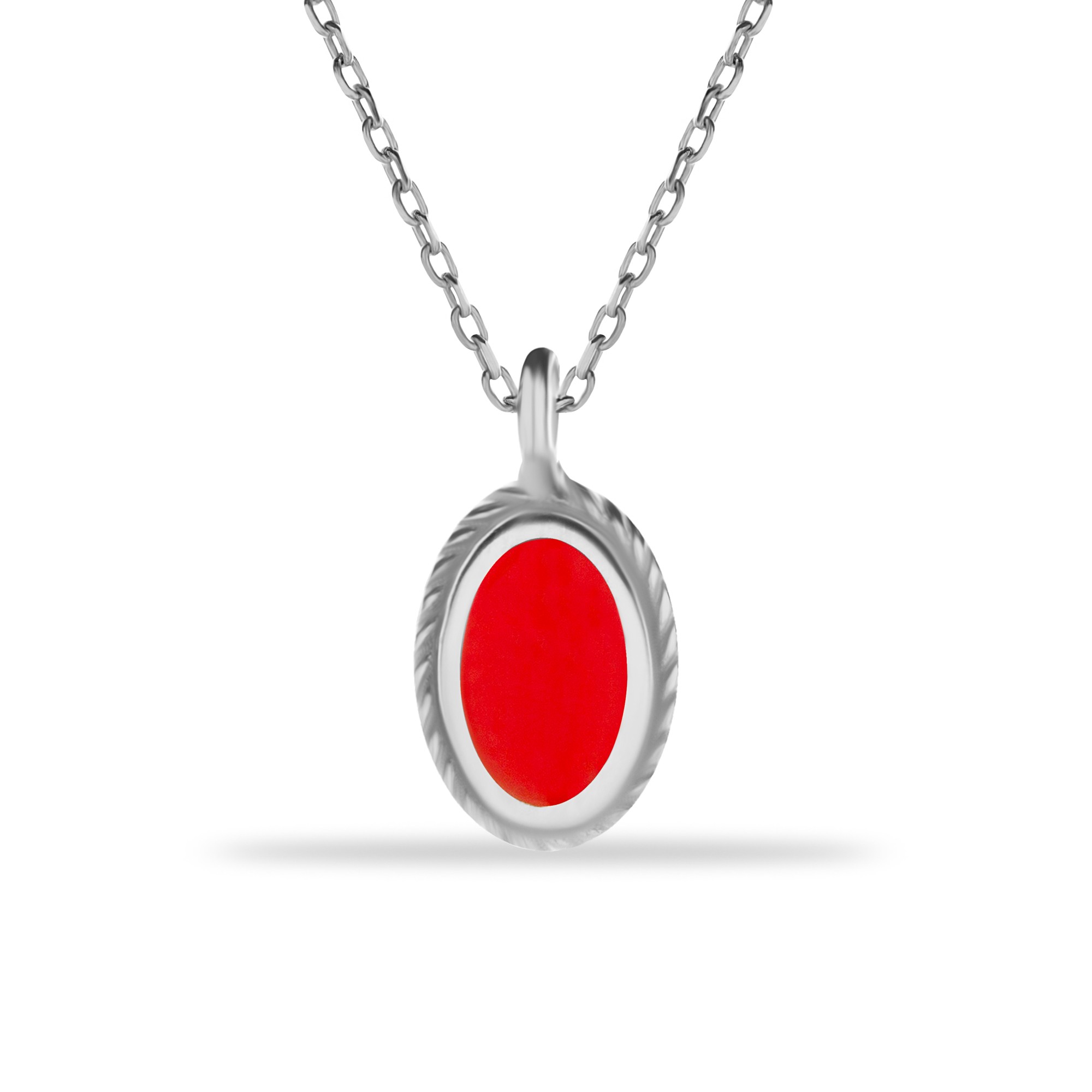 14 Carat Gold Modern Red Enamel Necklace