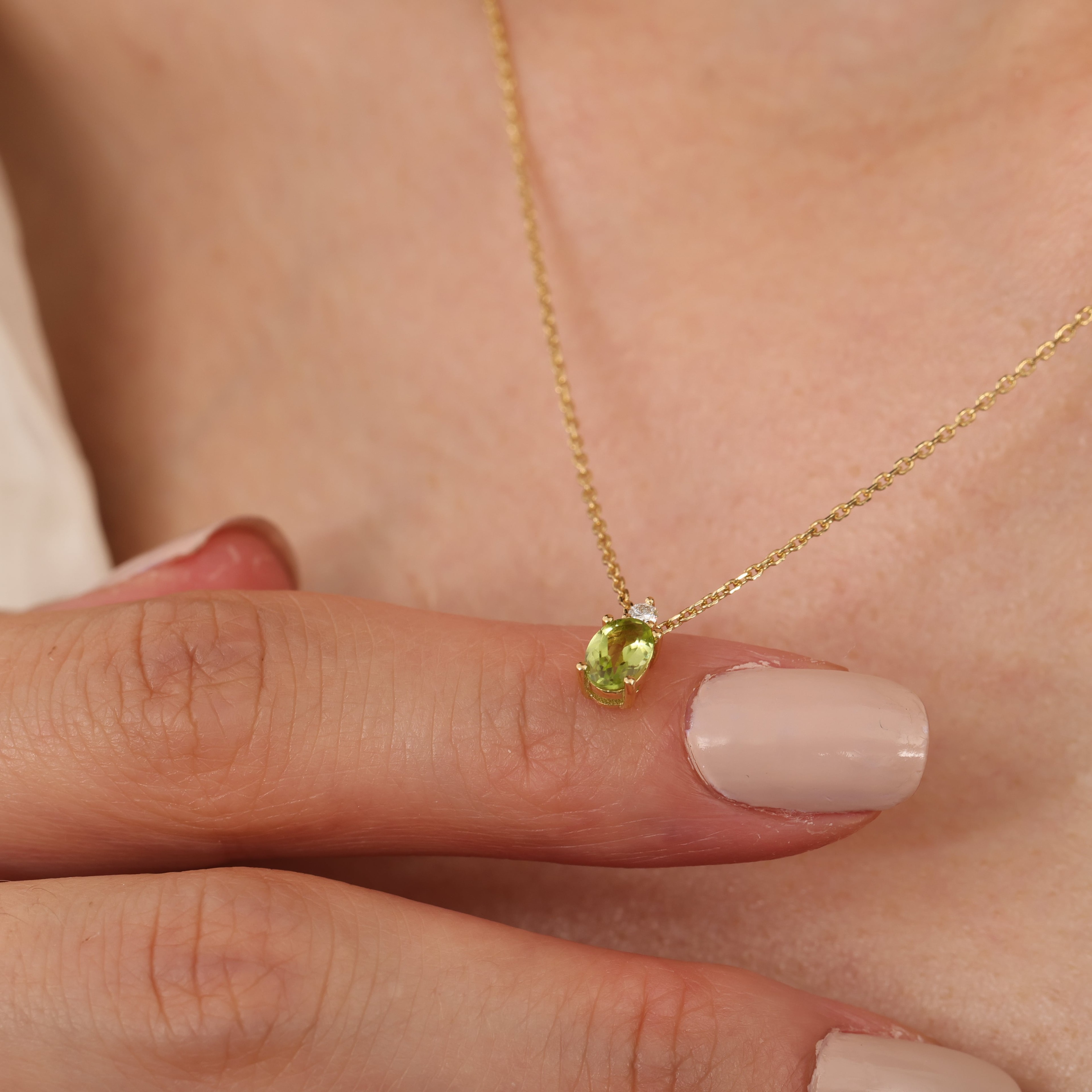 14 Carat Gold Citrine Stone Diamond Necklace