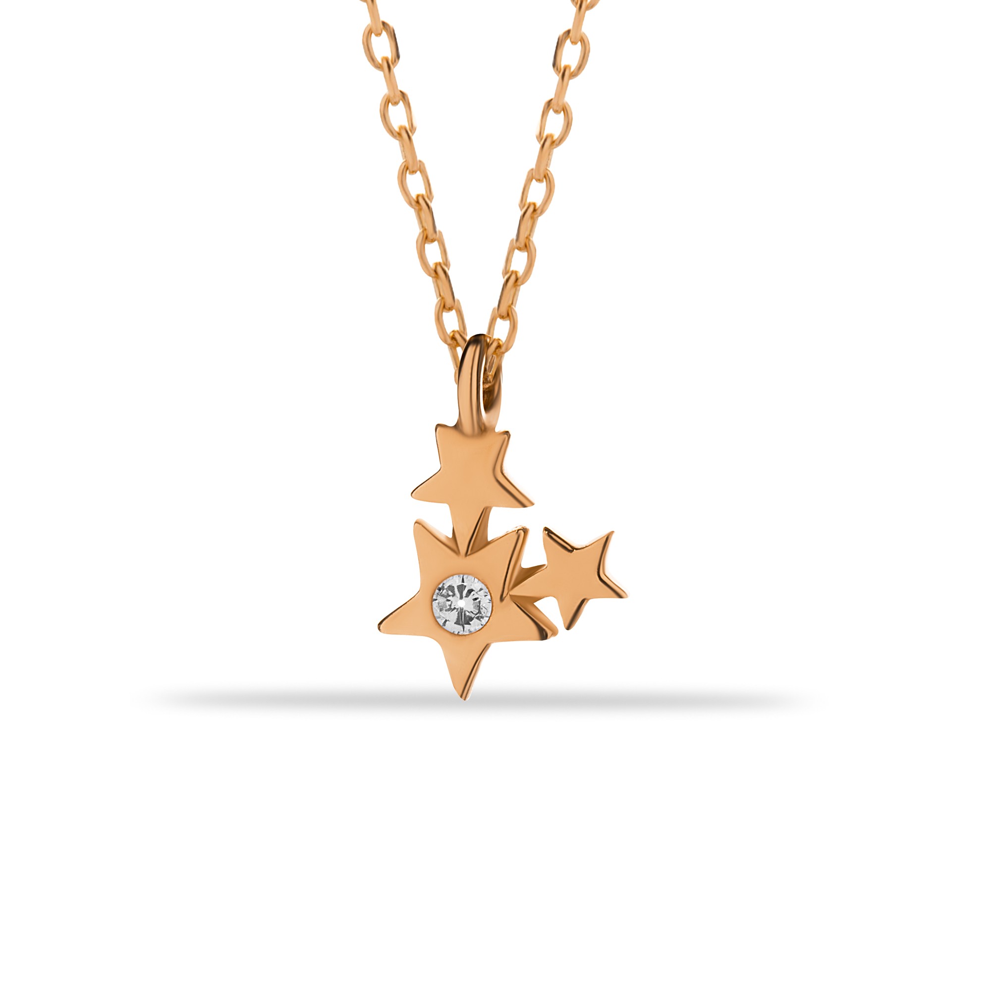 14 Carat Gold Minimal 3 Star Necklace