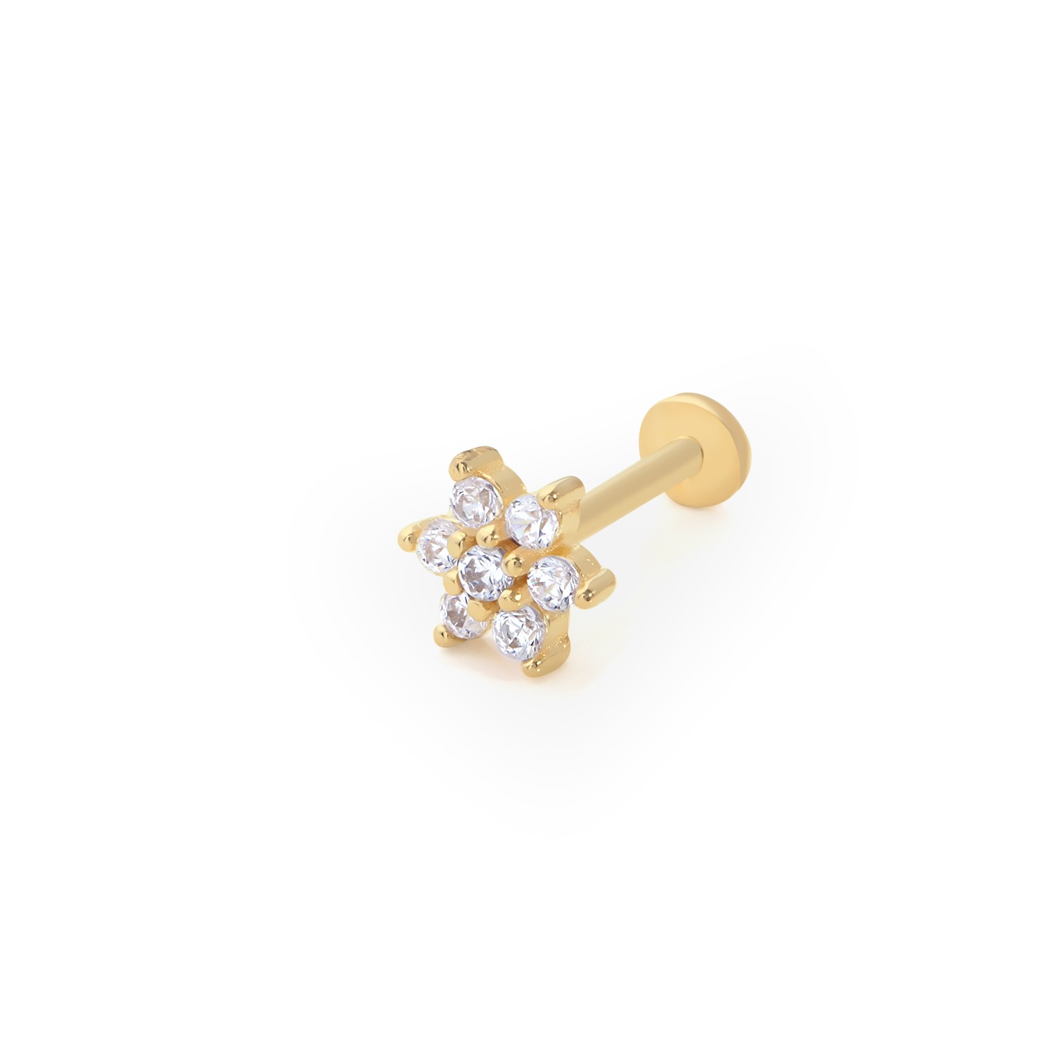 14 Carat Gold Star Stone Piercing