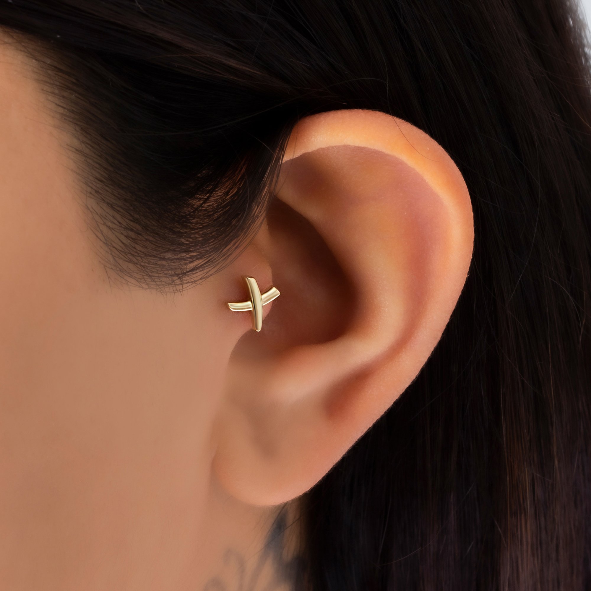 14 Carat Gold X Piercing