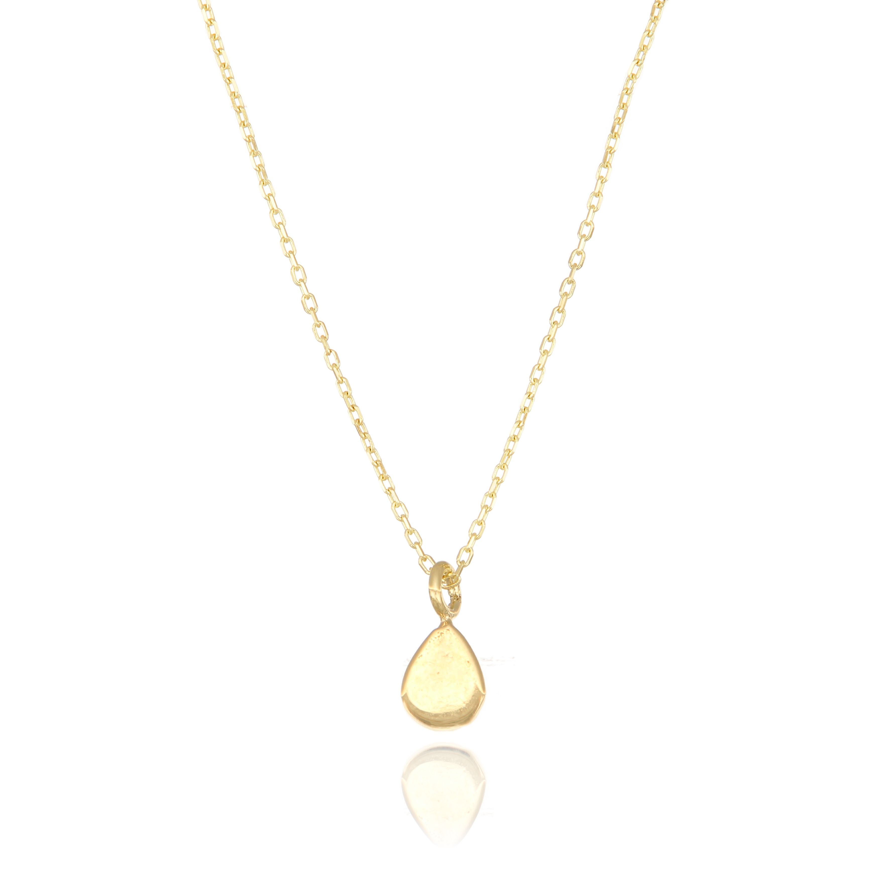 14 Carat Gold Minimal Drop Plate Pendant