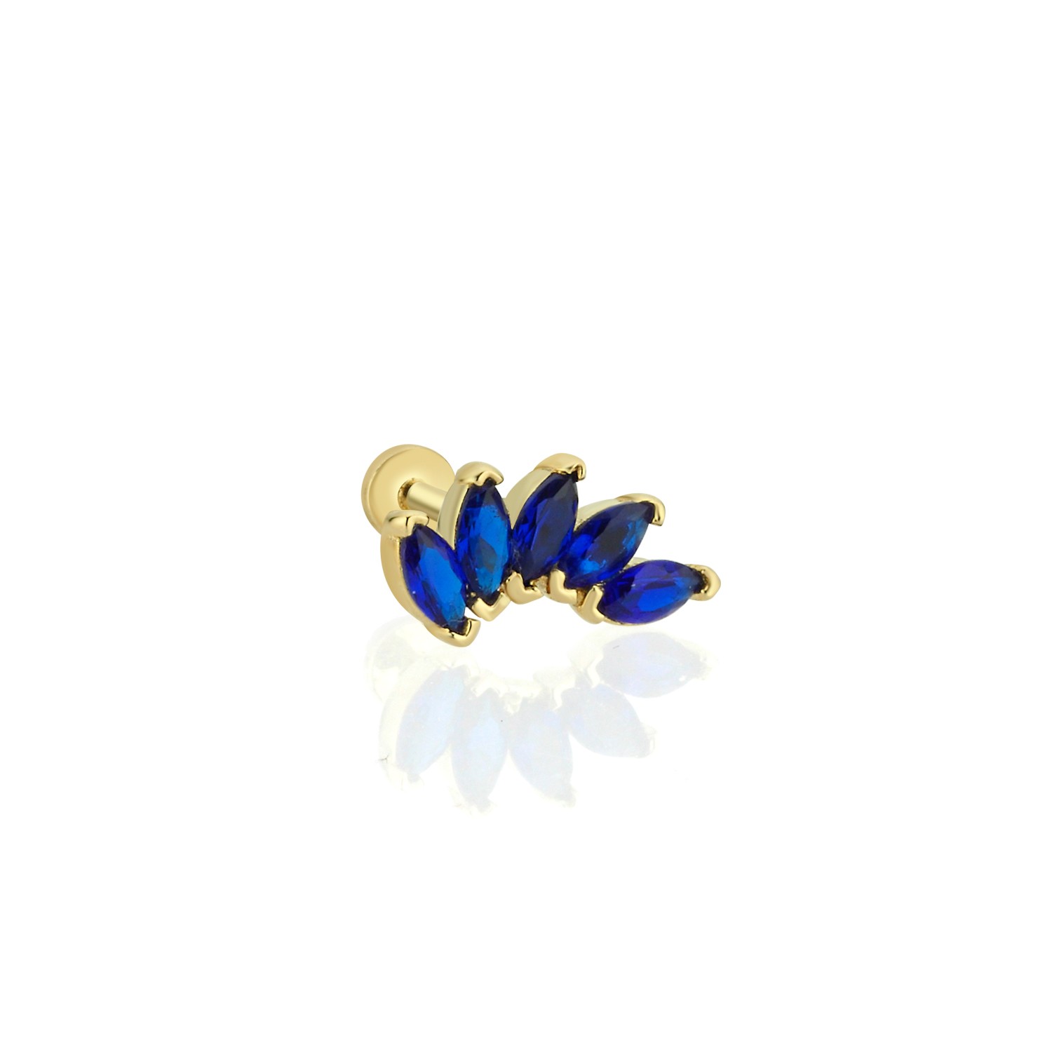 14 Carat Gold 5 Stone Sapphire Marquise Piercing