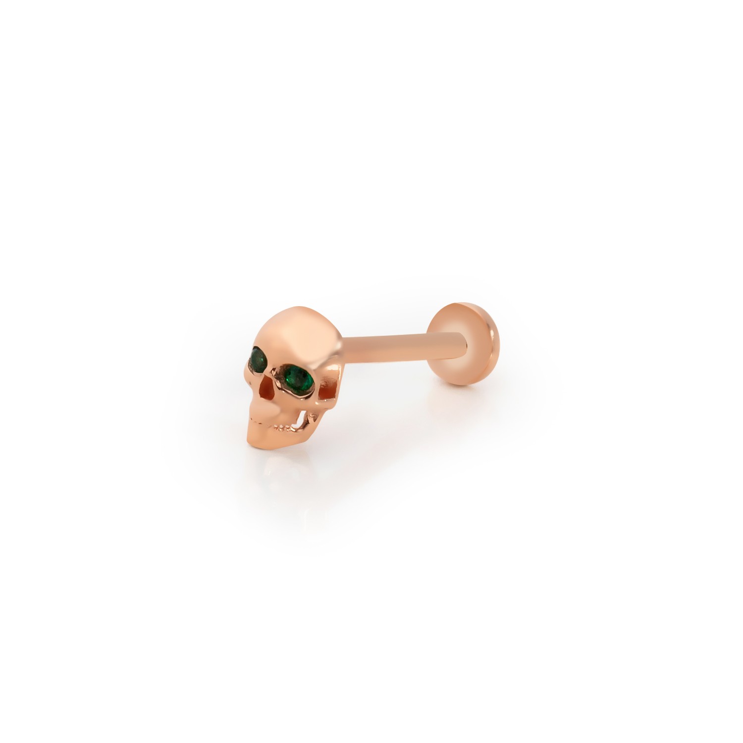 14 Carat Gold Emerald Stone Skull Piercing