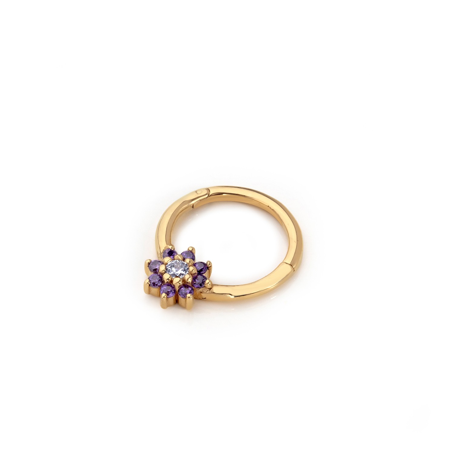 14 Carat Gold Amethyst Stone Flower Piercing