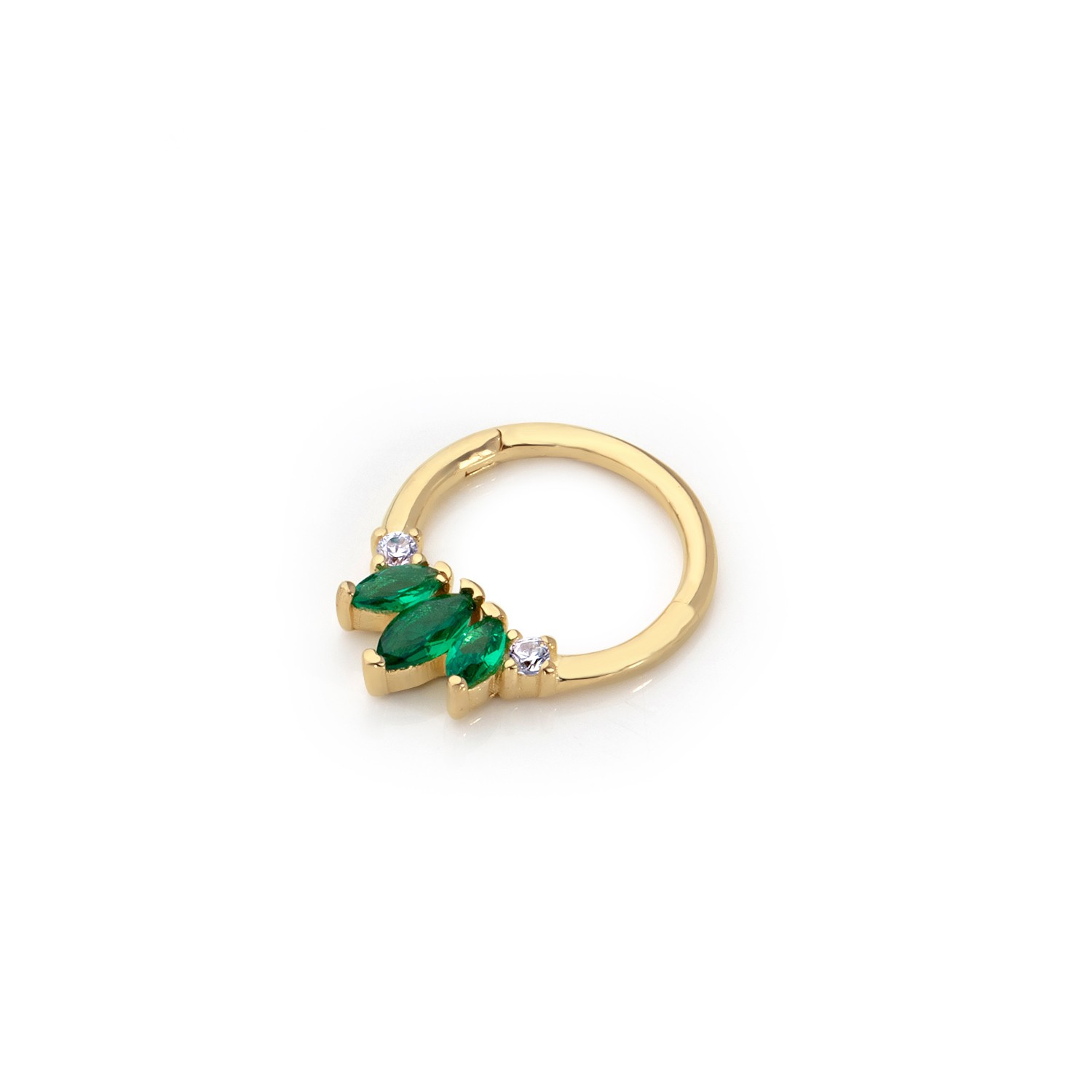 14 Carat Gold Emerald Marquise Stone Helix Piercing
