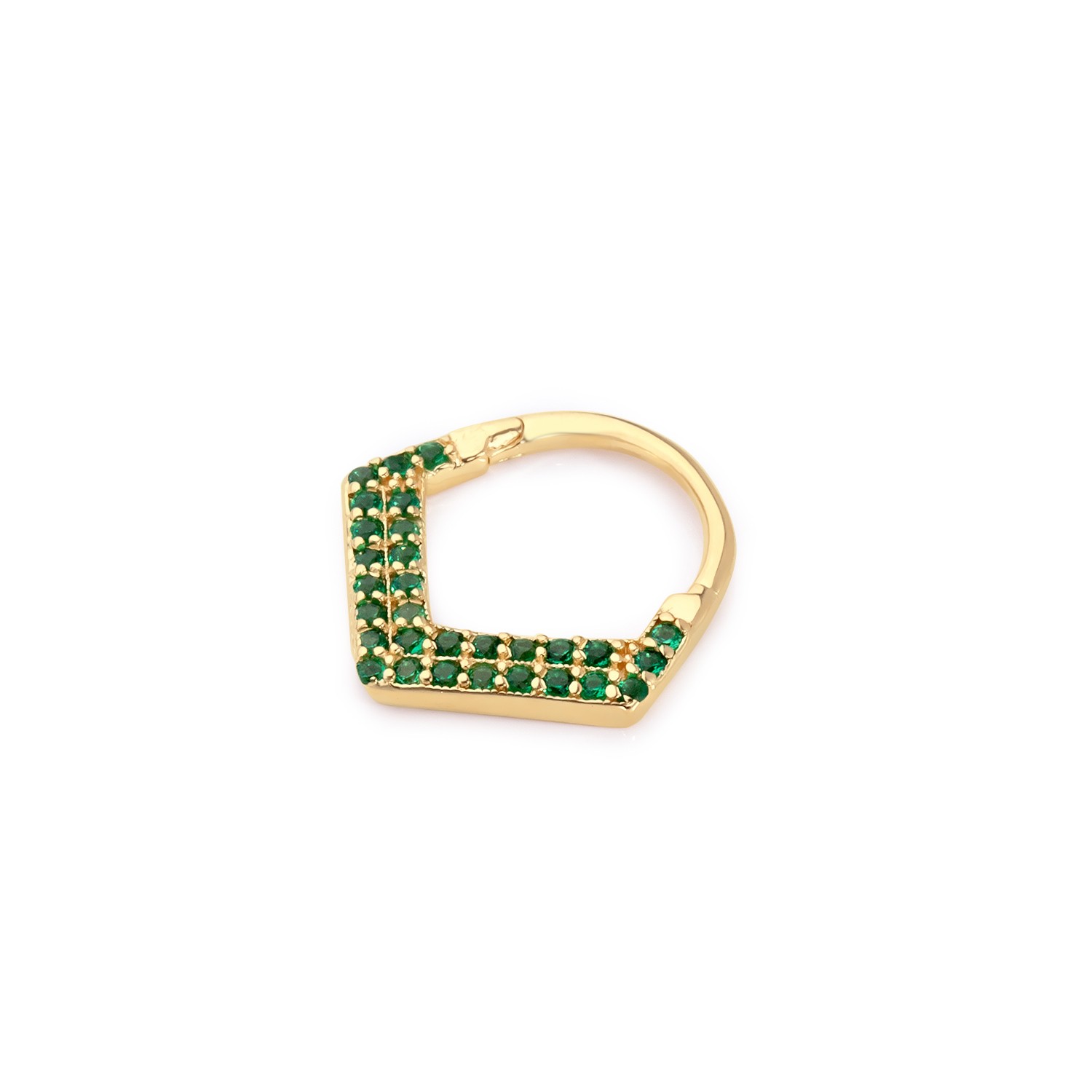 14 Carat Gold Double Row Emerald Stone Helix Piercing