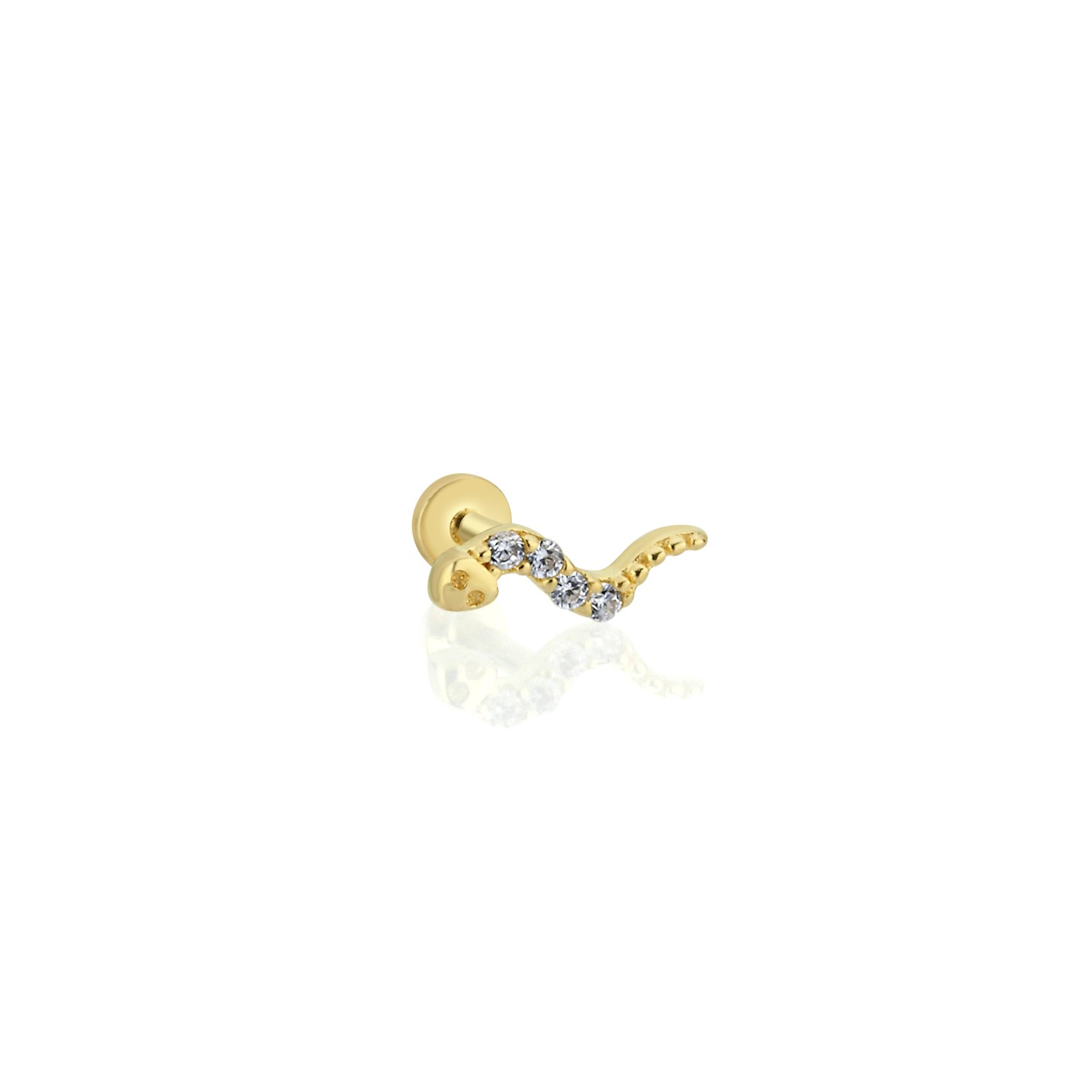 14 Carat Gold Minimal Stone Snake Piercing
