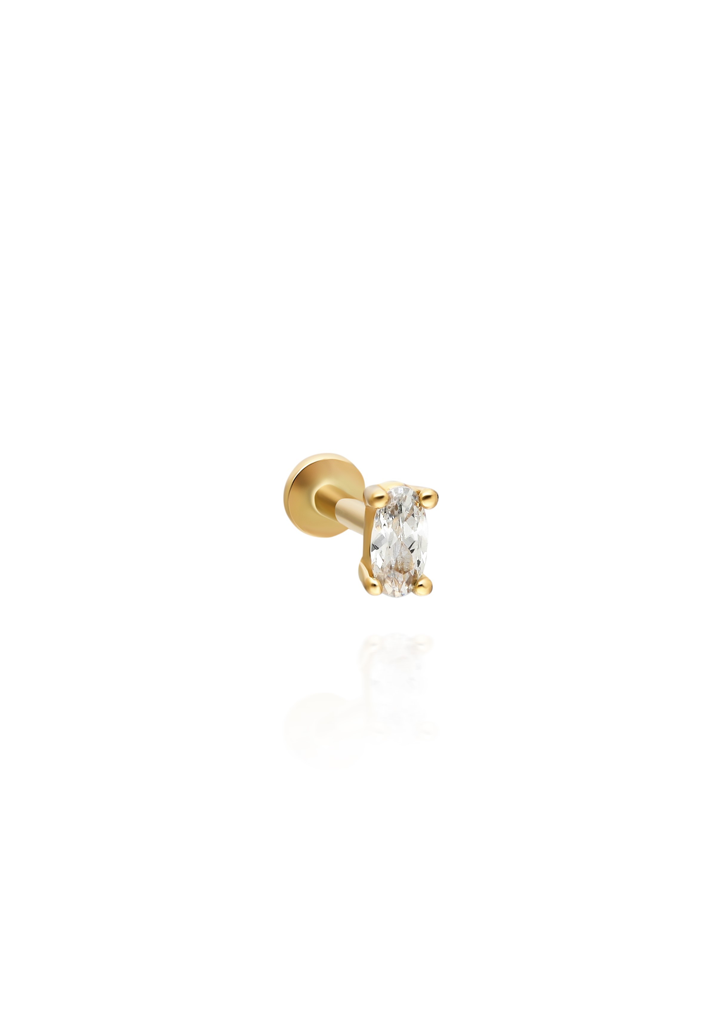 14 Carat Gold Large Oval Stone Zircon Piercing