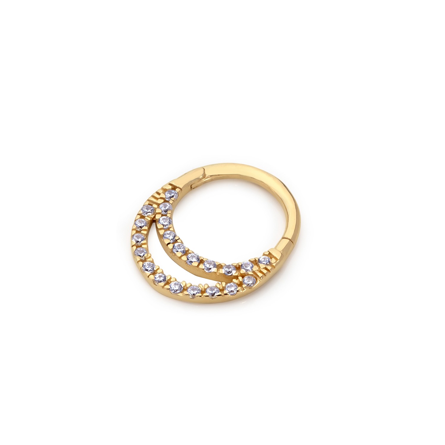 14 Carat Gold Circle Stone Design Helix Piercing