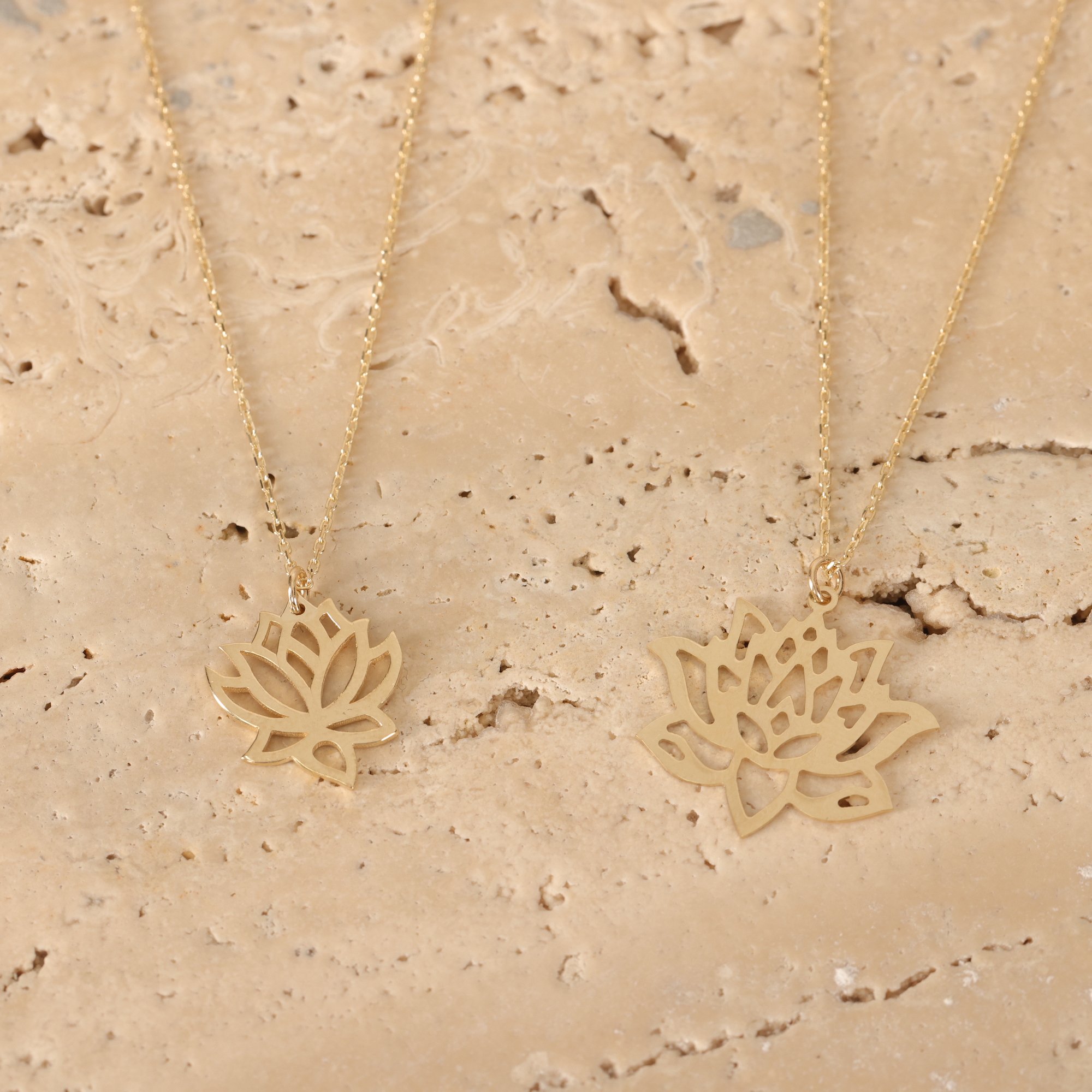 14 Carat Gold Minimal Lotus Necklace