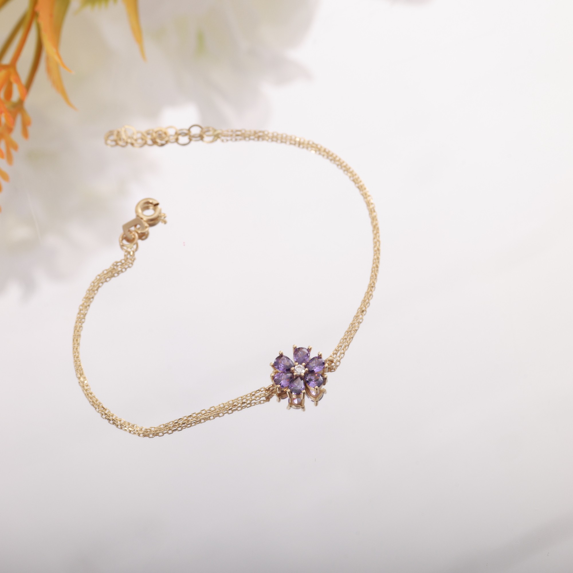 14 Carat Gold Amethyst Bracelet