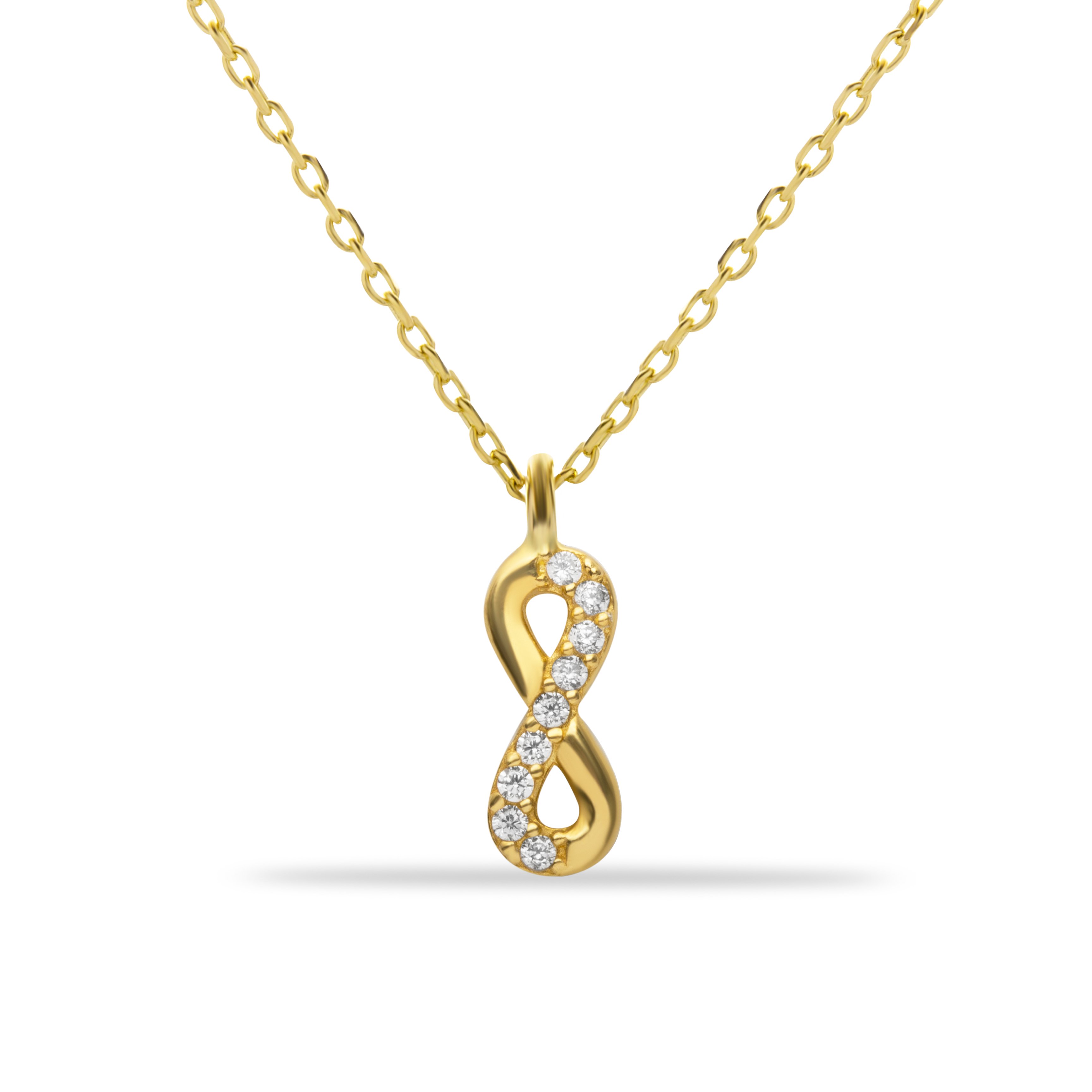 14 Carat Gold Minimal Stone Infinity Pendant