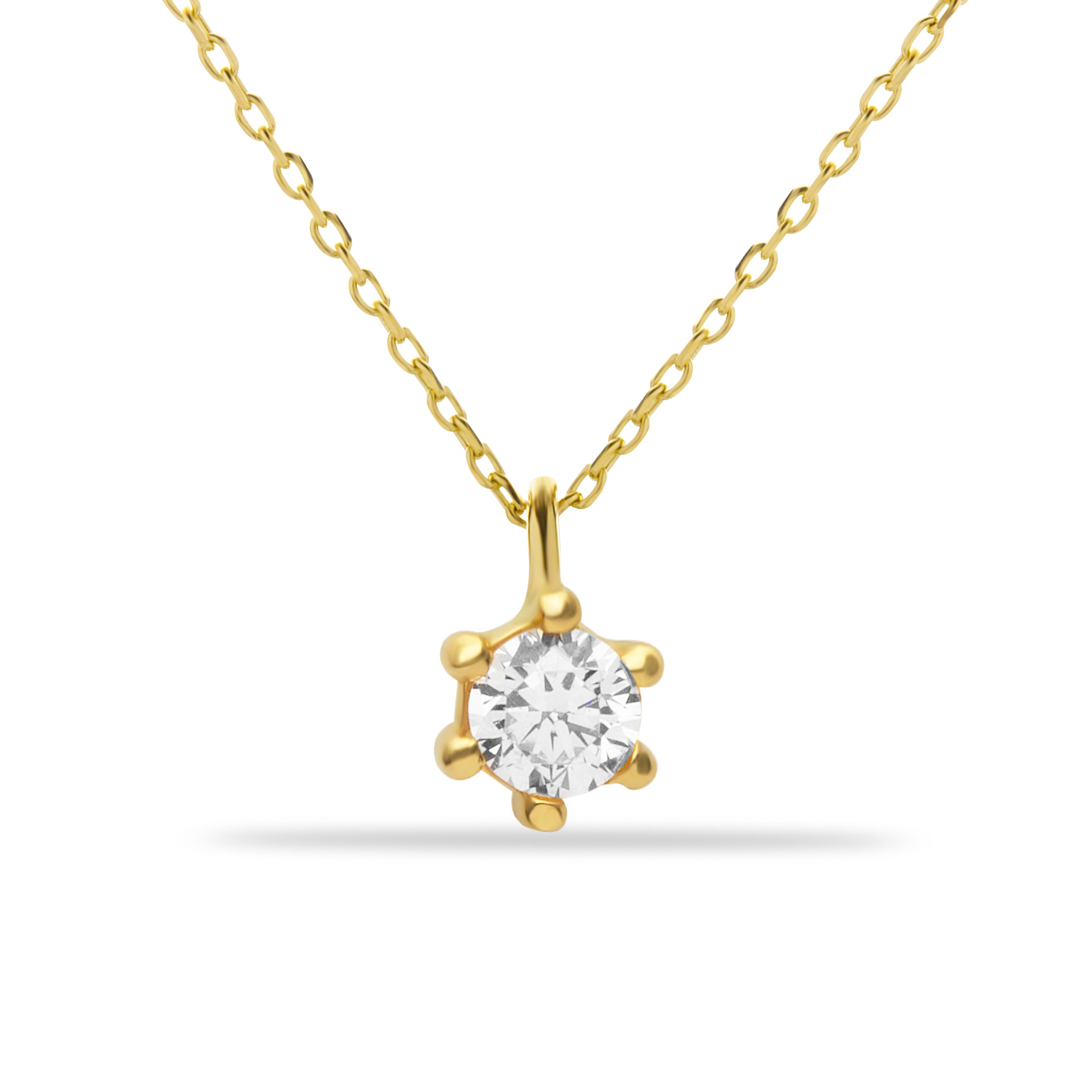 14 Carat Gold Modern Zircon Stone Necklace