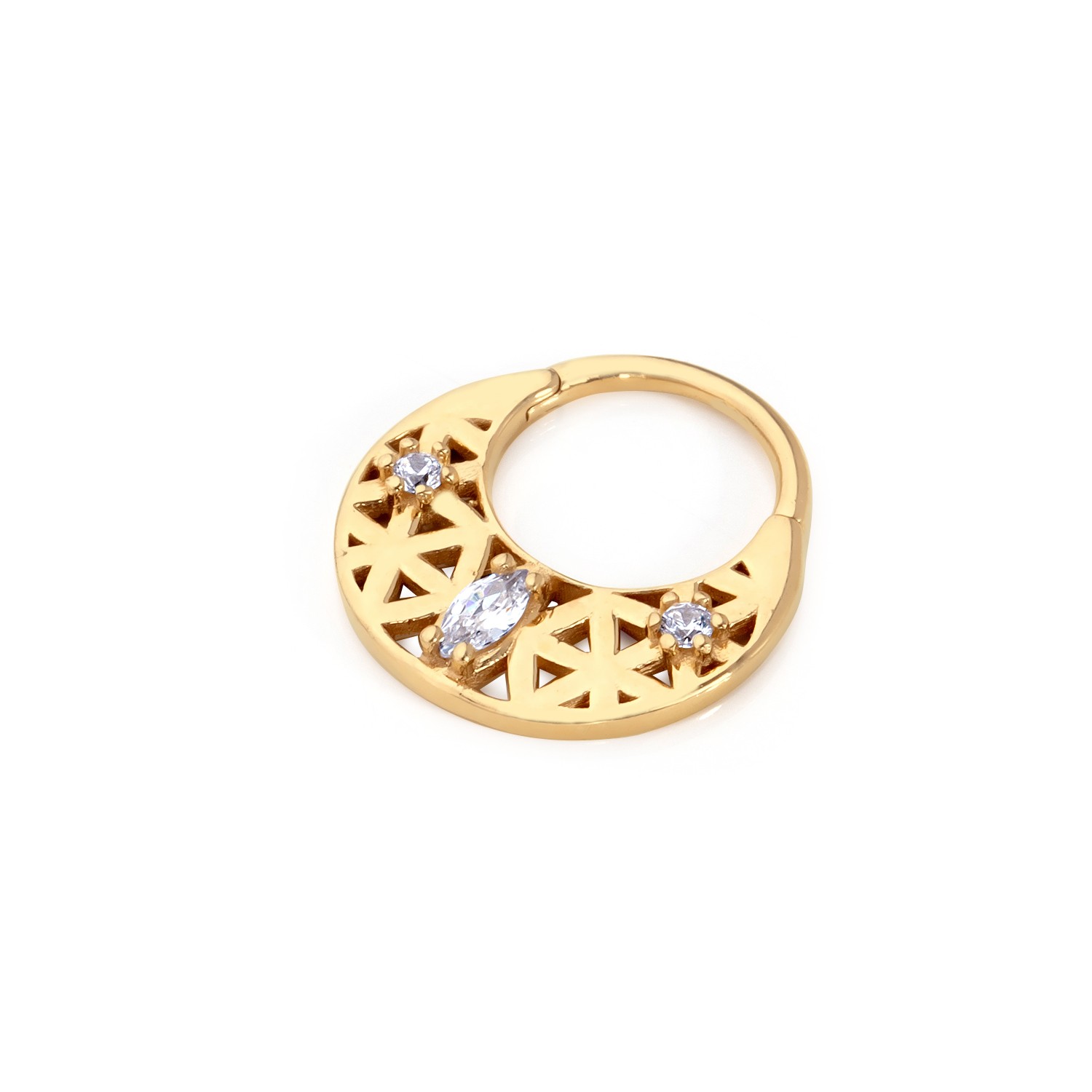 14 Carat Gold Stone Openwork Helix Piercing