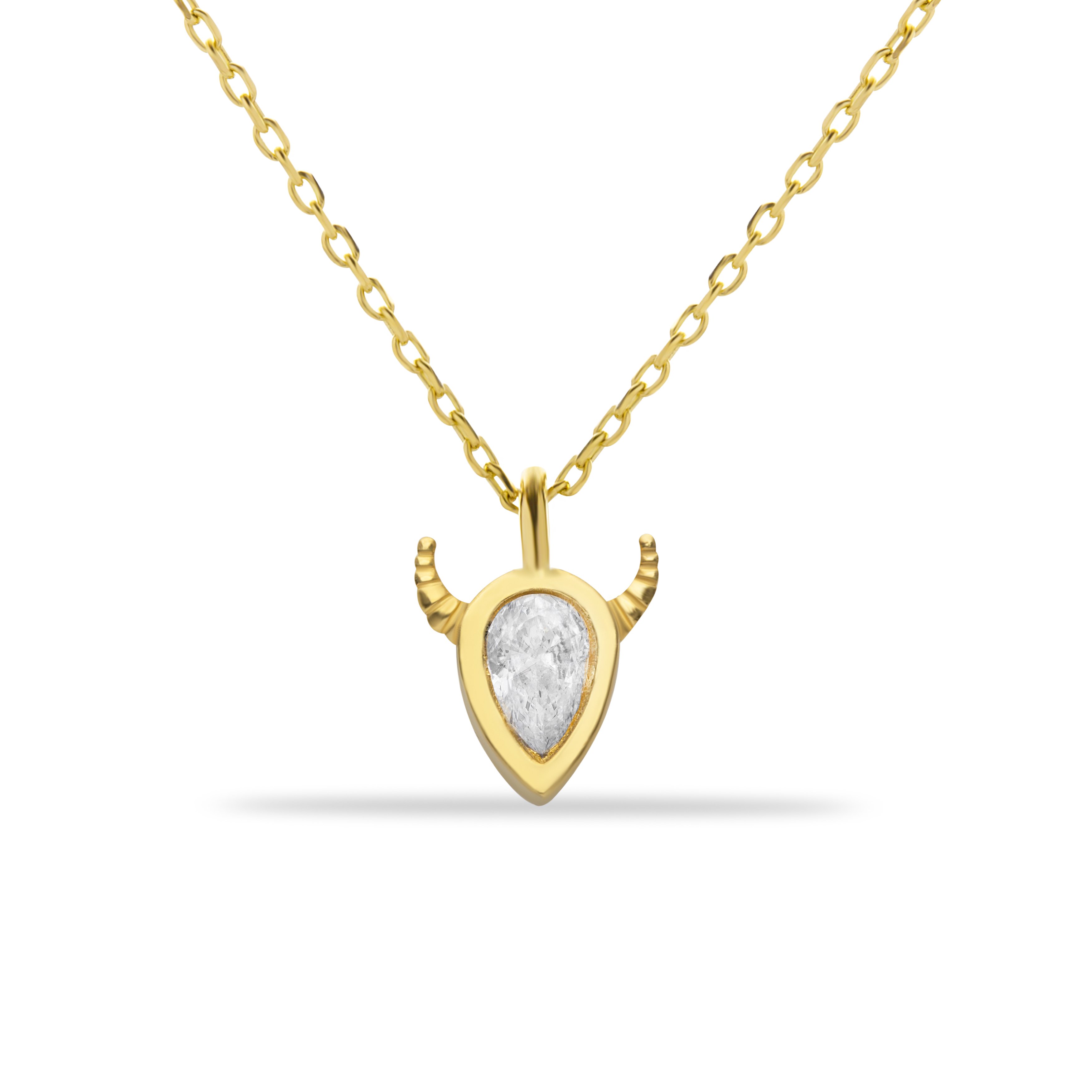 14 Carat Gold Drop Stone Horn Pendant