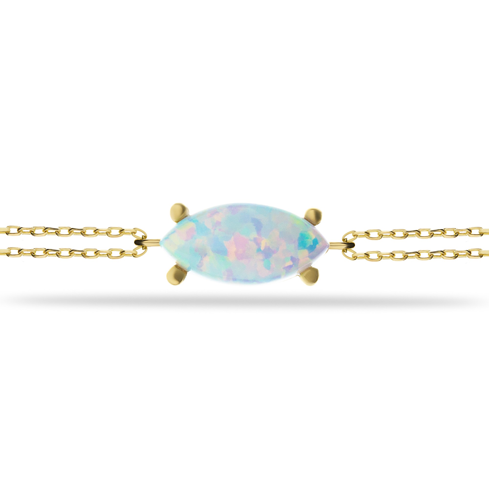 14 Carat Gold Opal Stone Minimal Bracelet