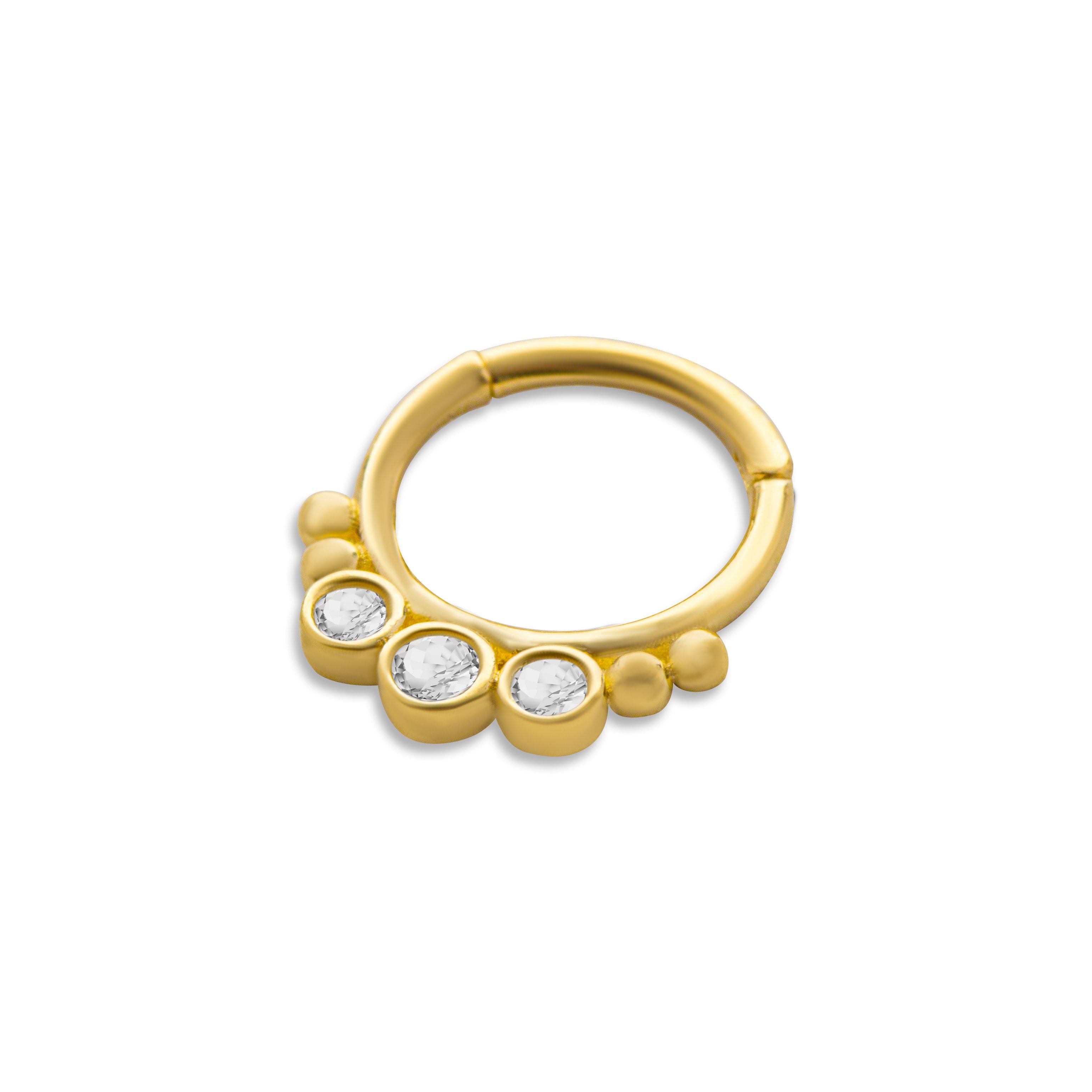 14 Carat Gold 3 Zircon Stone Helix Piercing