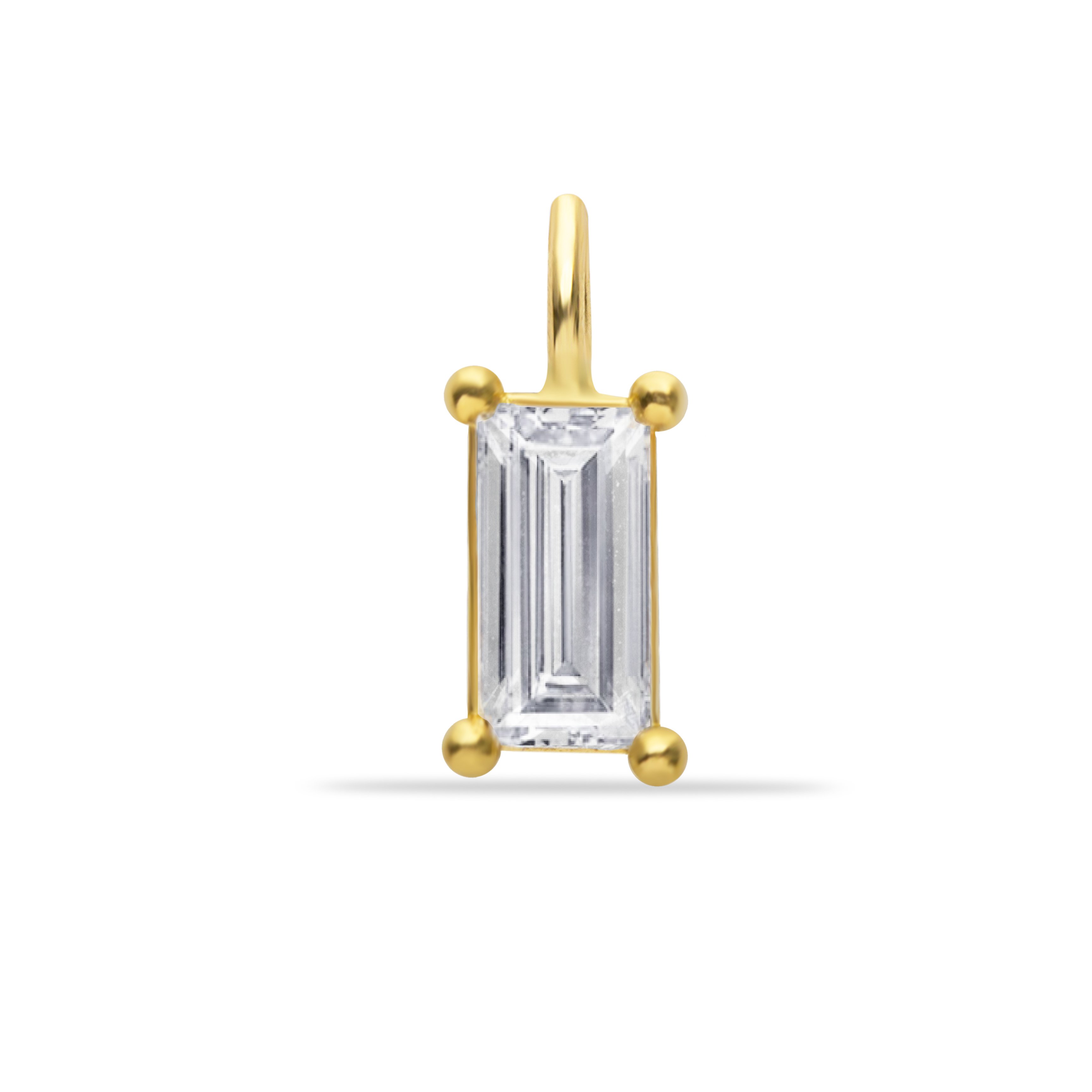 14 Carat Gold Baguette Stone Pendant