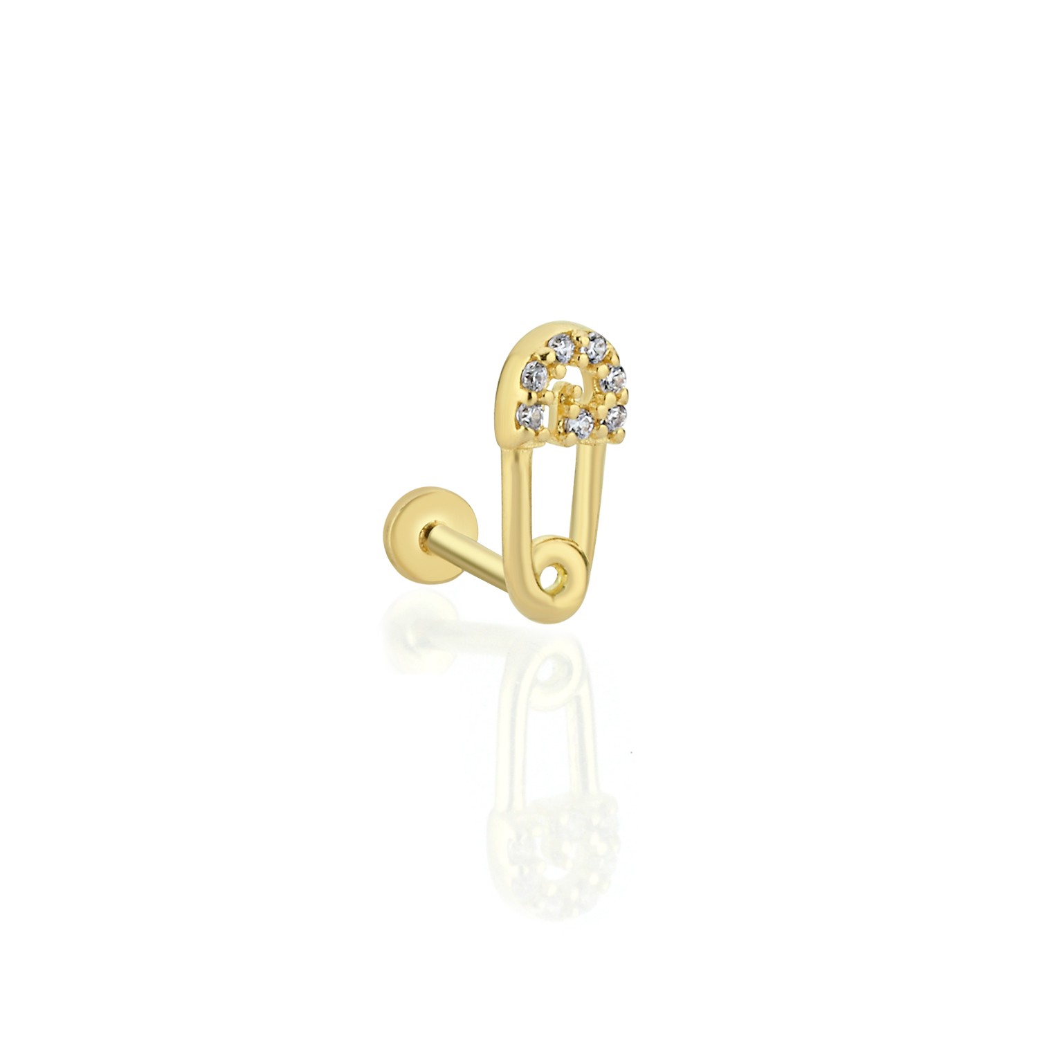 14 Carat Gold Safety Pin Tragus Piercing