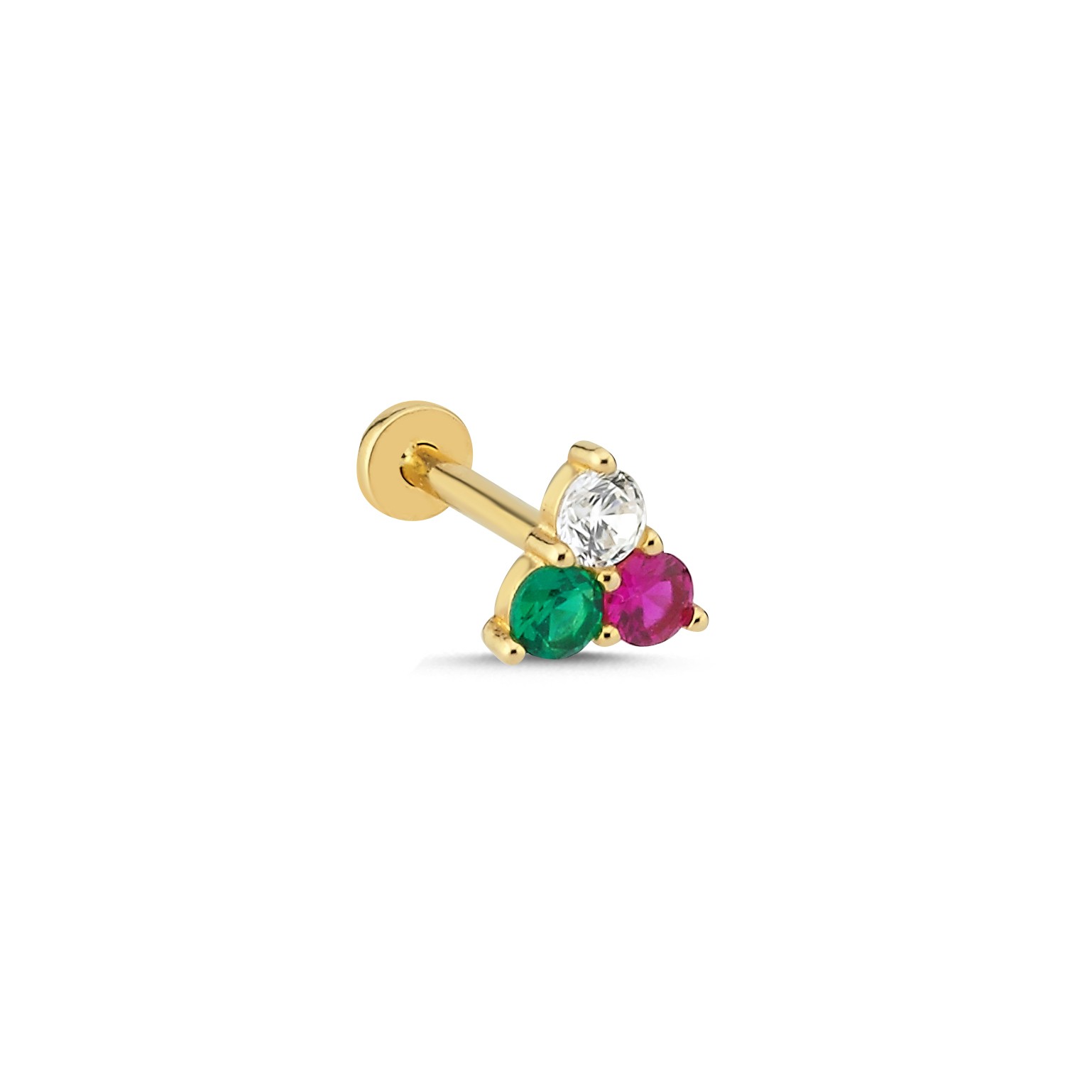 14 Carat Gold Colored 3 Stone Piercing