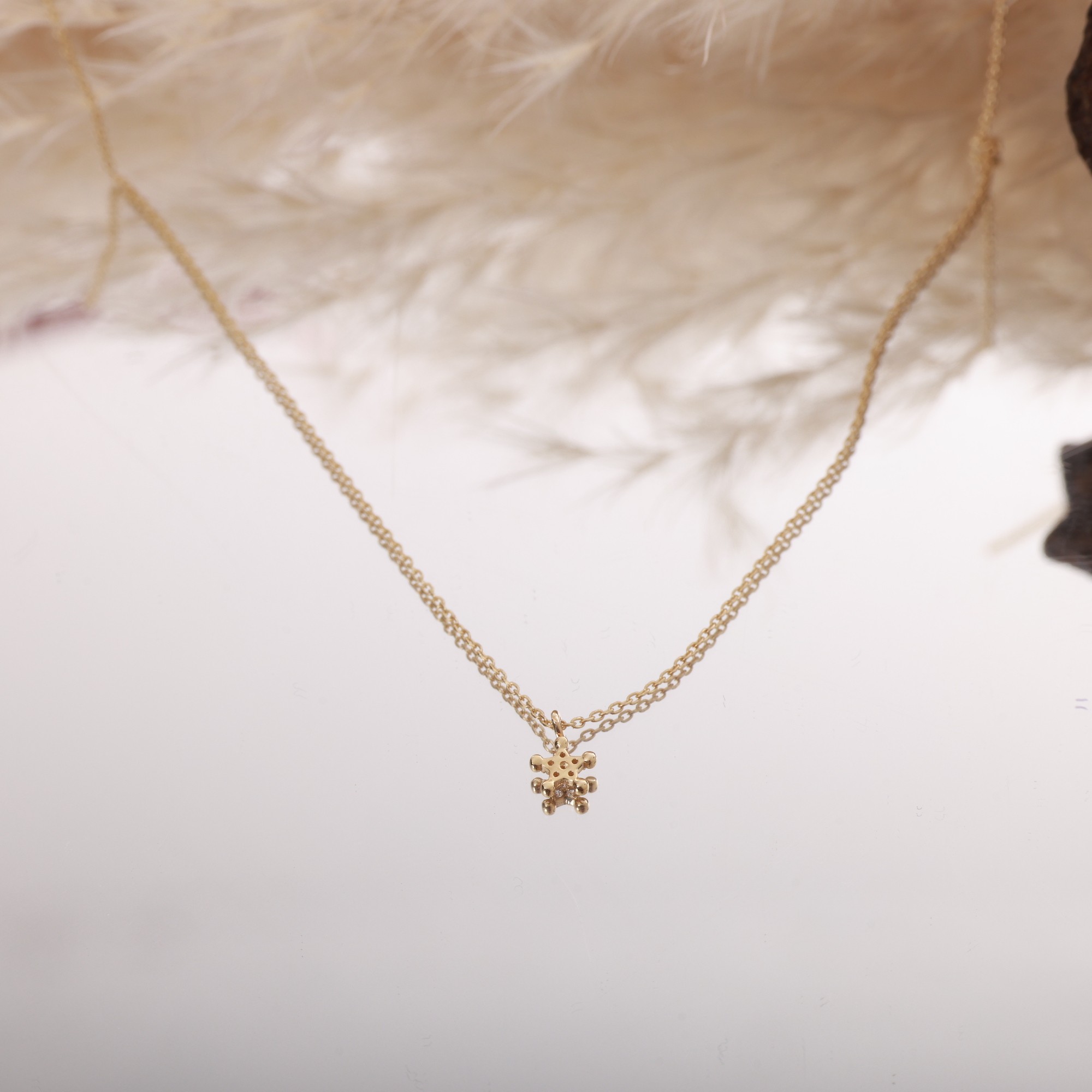 14 Carat Gold Stone Star Necklace