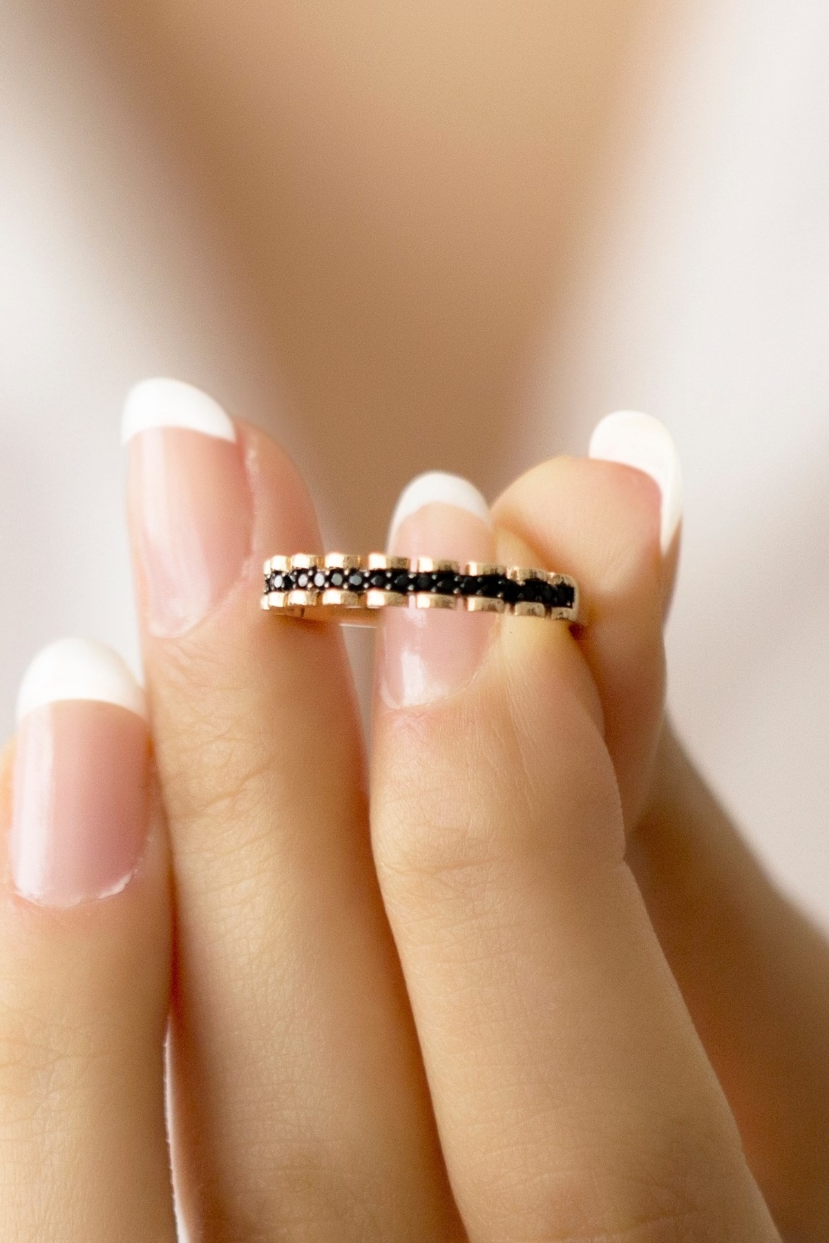 14 Carat Rose Gold Black Stone Ring