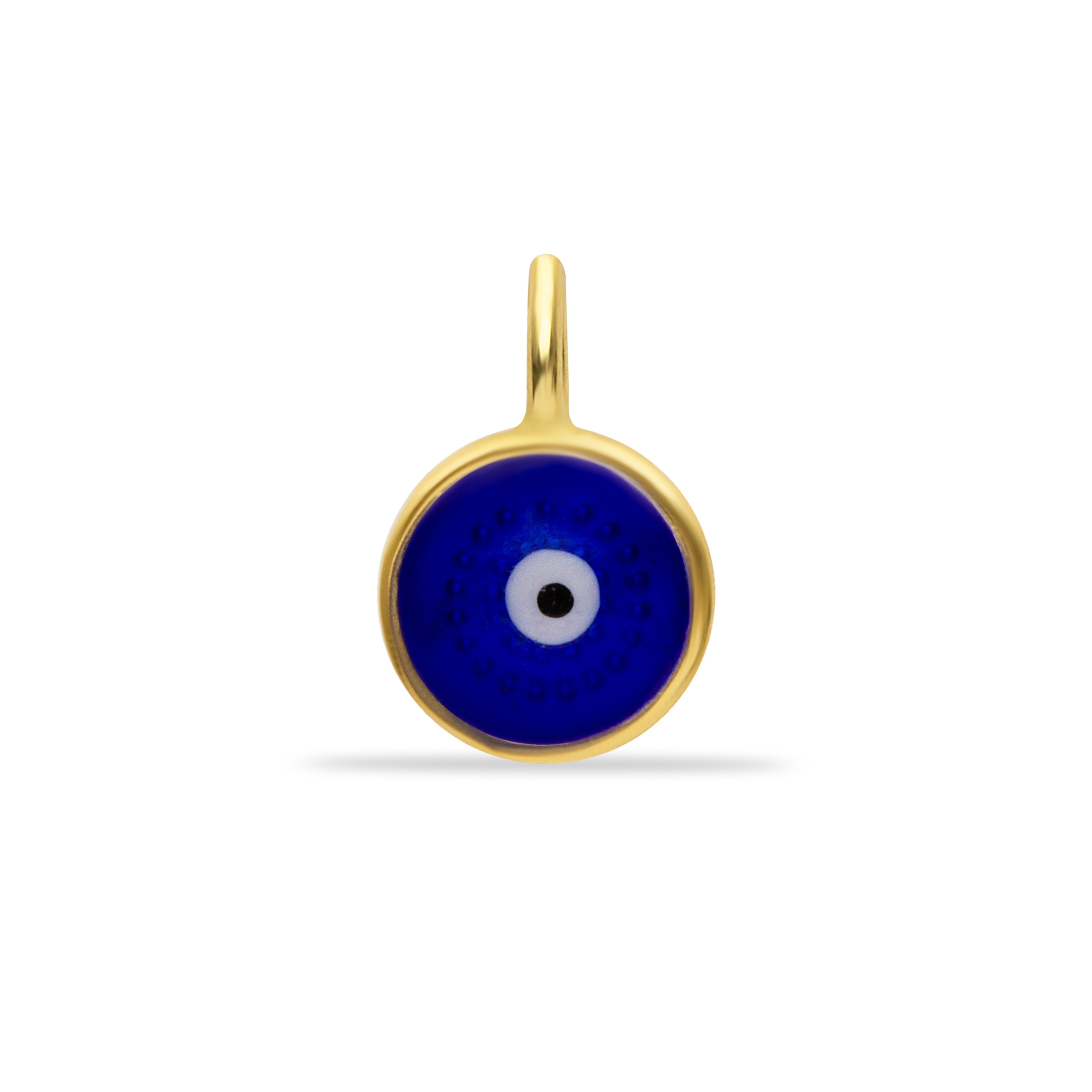 14 Carat Gold Minimal Evil Eye Bead Navy Blue Pendant