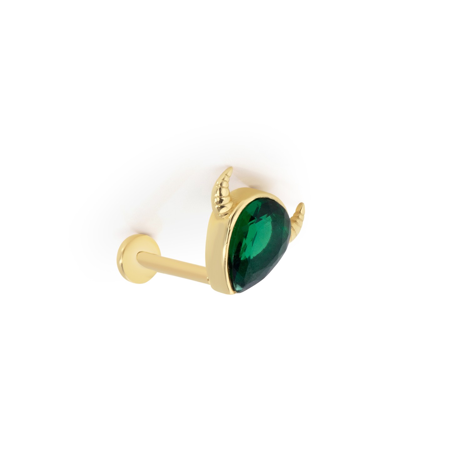 14 Carat Gold Emerald Stone Horn Piercing
