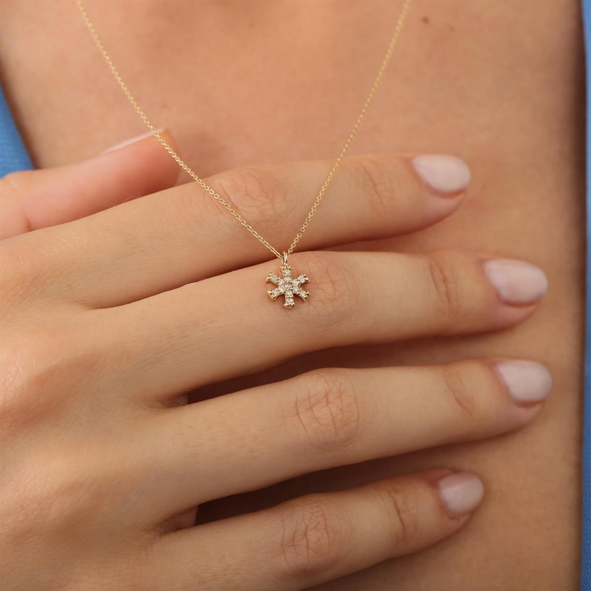 Gold Snowflake Diamond Necklace