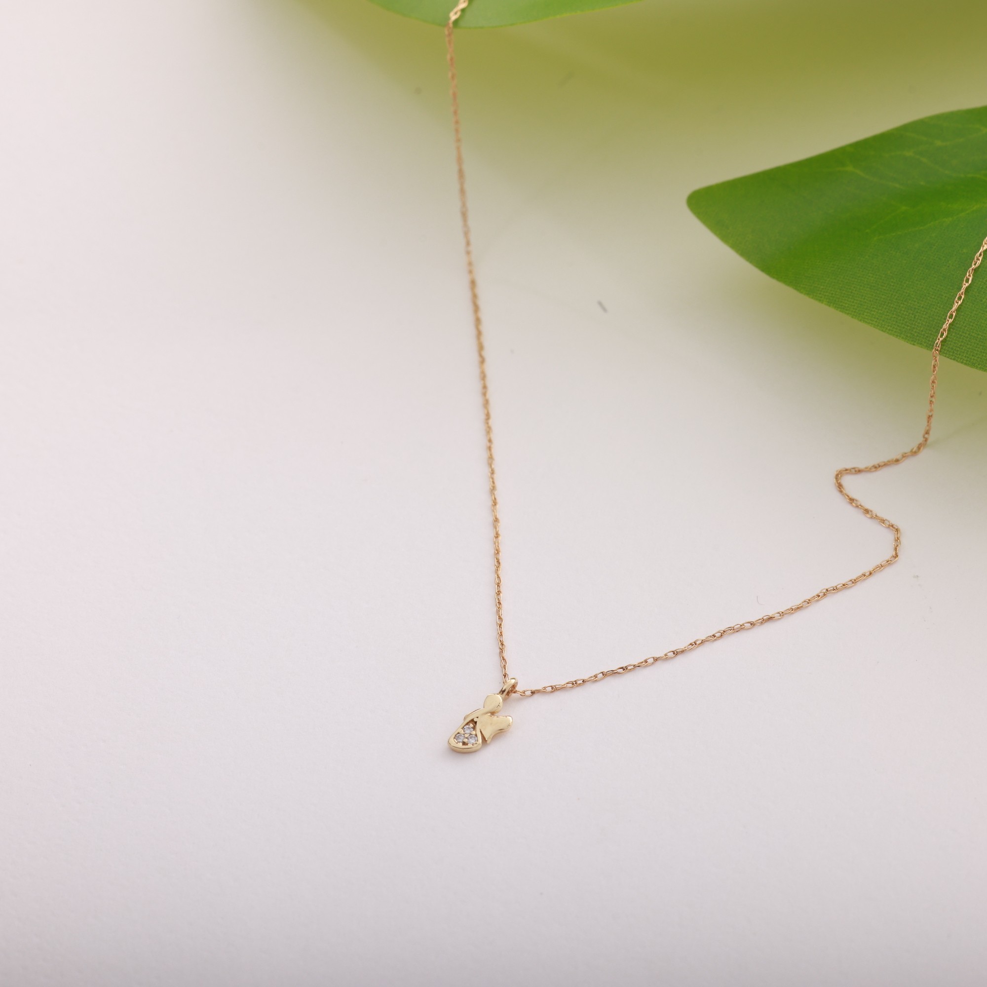 14 Carat Gold Minimal Angel Necklace