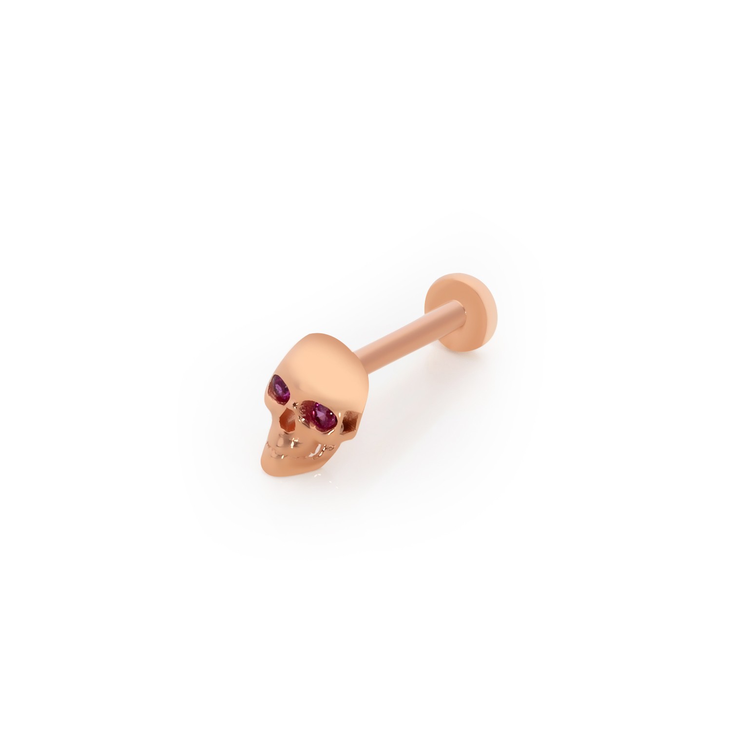 14 Carat Gold Ruby Stone Skull Piercing